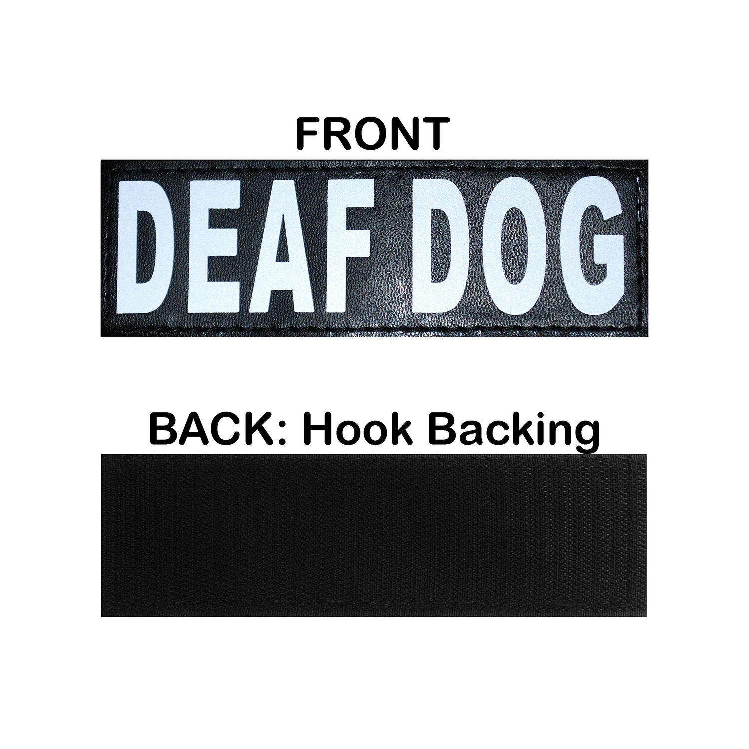 Doggie Stylz Set of 2 Reflective Deaf Dog Removable Patches with Hook Backing for Working Dog Harnesses & Vests. Durable and Interchangeable - Comes in 3 Sizes Small, Medium and Large