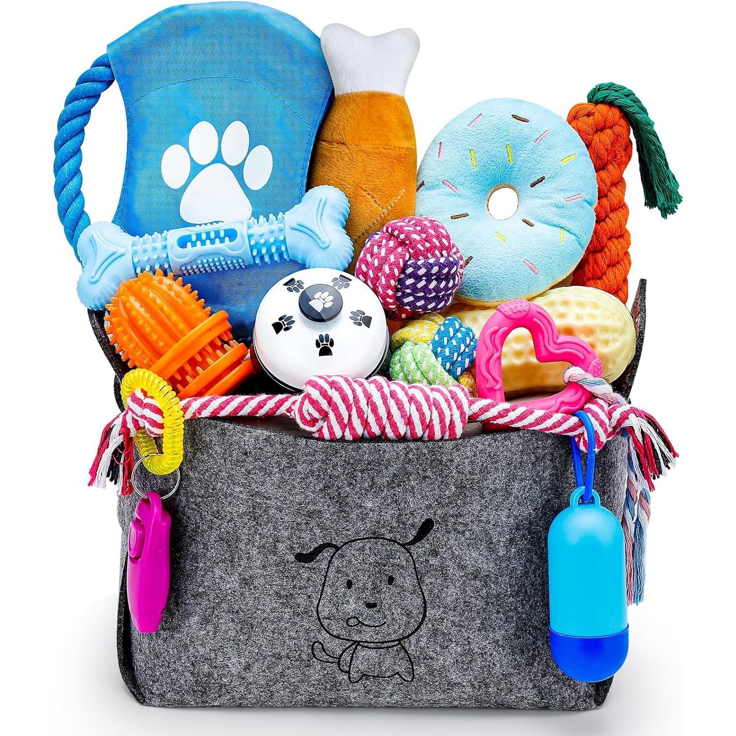 Aignis Puppy Chew Toys for Teething, 26 Pack Dog Chew Toys Puppy Teething Toys, Interactive Dog Rope Toys with Bin, Dog Toys for Small & Medium Dogs