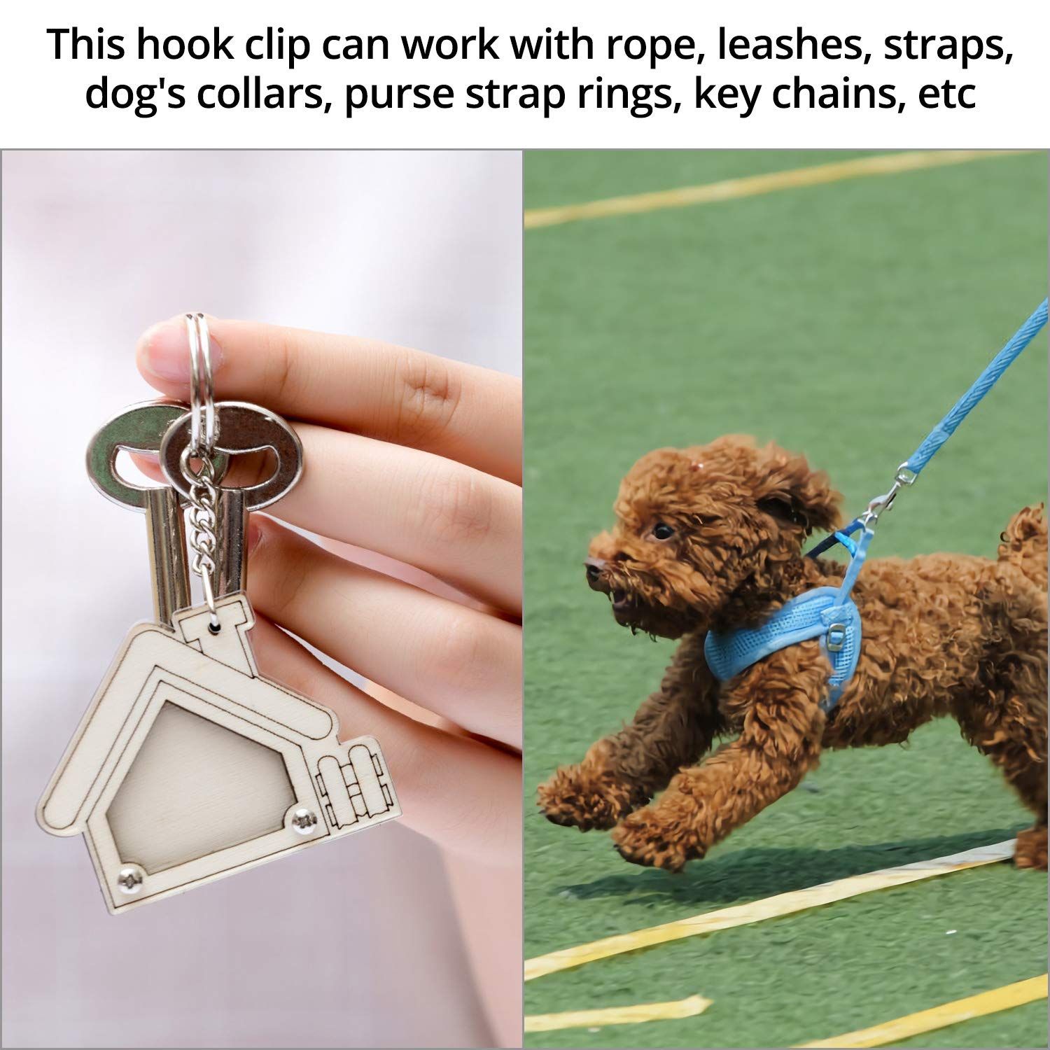 QWORK 3-1/2"Swivel Eye Bolt Snap Hook, 2Pcs, 316 Stainless Steel Single Ended Trigger Snap Clips for Diving/Pet Leash/Key Chain/Flag/Clothes Line
