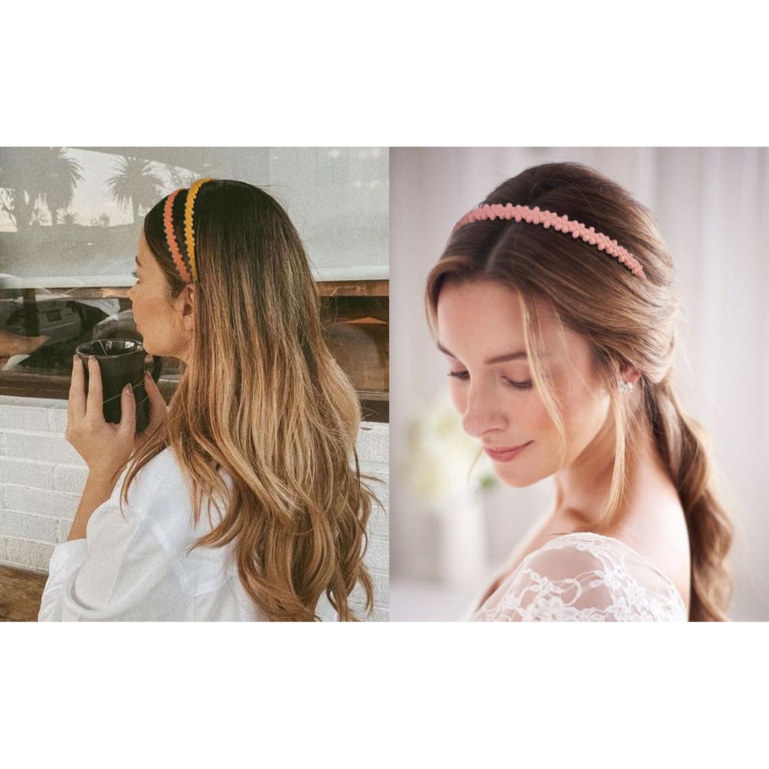 WOVOWOVO Plastic Flowers Headbands for Women and Girls, 10 Pcs Floral Headband with Teeth Thin Head Bands Combing Hairbands Hair Accessories for Teens Toddlers