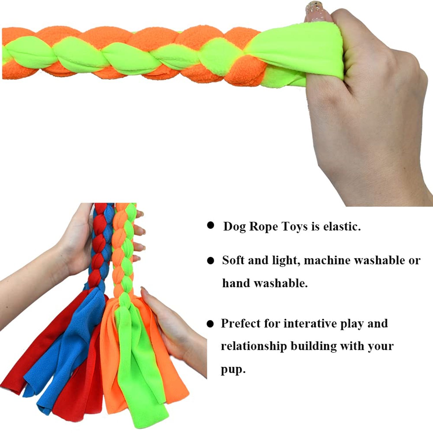 ASOCEA 2 Pack Dog Fleece Rope Toy for Dog Chase and Tug Pet Interactive Cotton Chew Toy Dog Tether Lure Toy Dog Flirt Pole Replacement Toys to Outdoor Exercise & Training for Small Medium Dogs