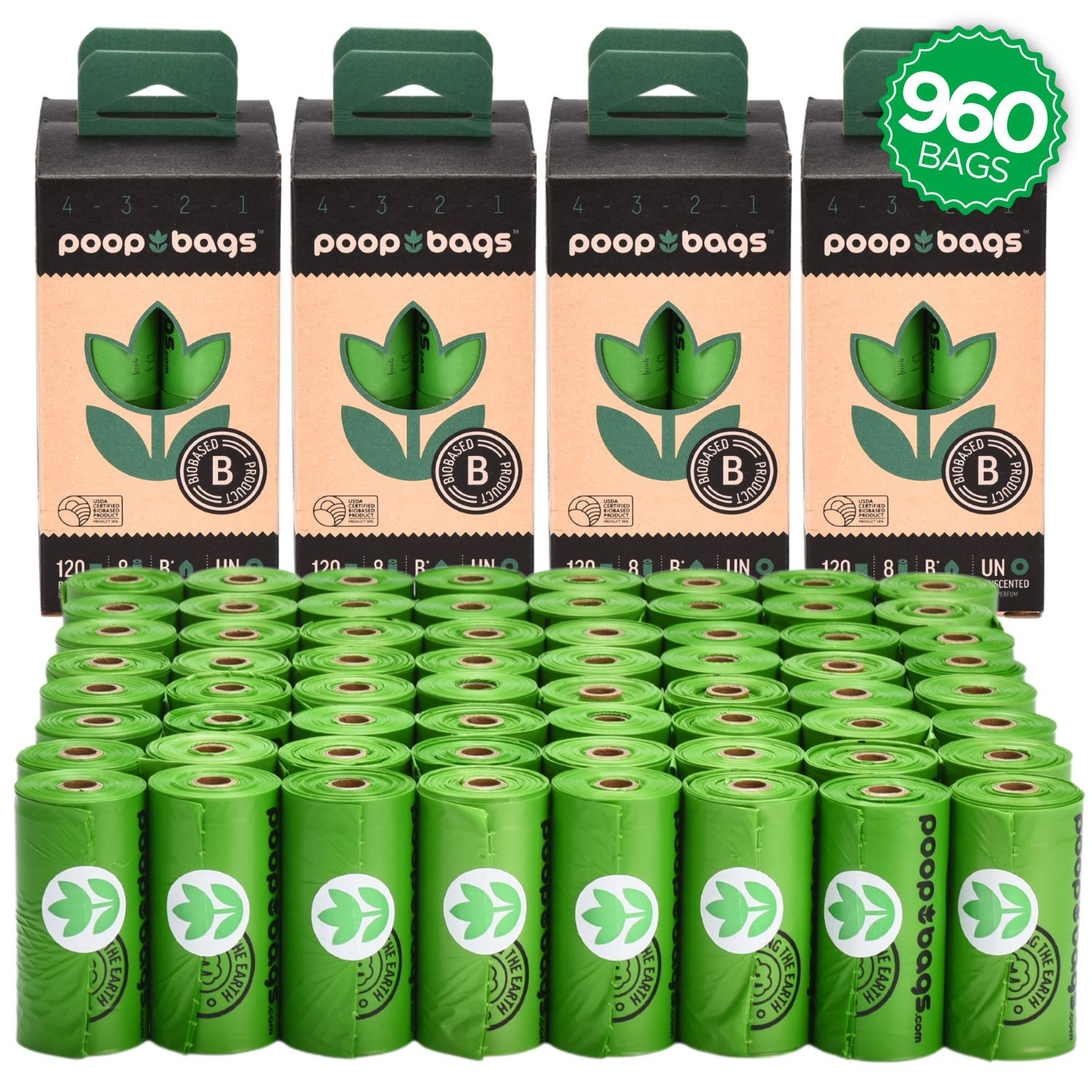 The Original Poop Bags® Pet Waste Bags Countdown Roll® Biobased Poop Bags, 960ct