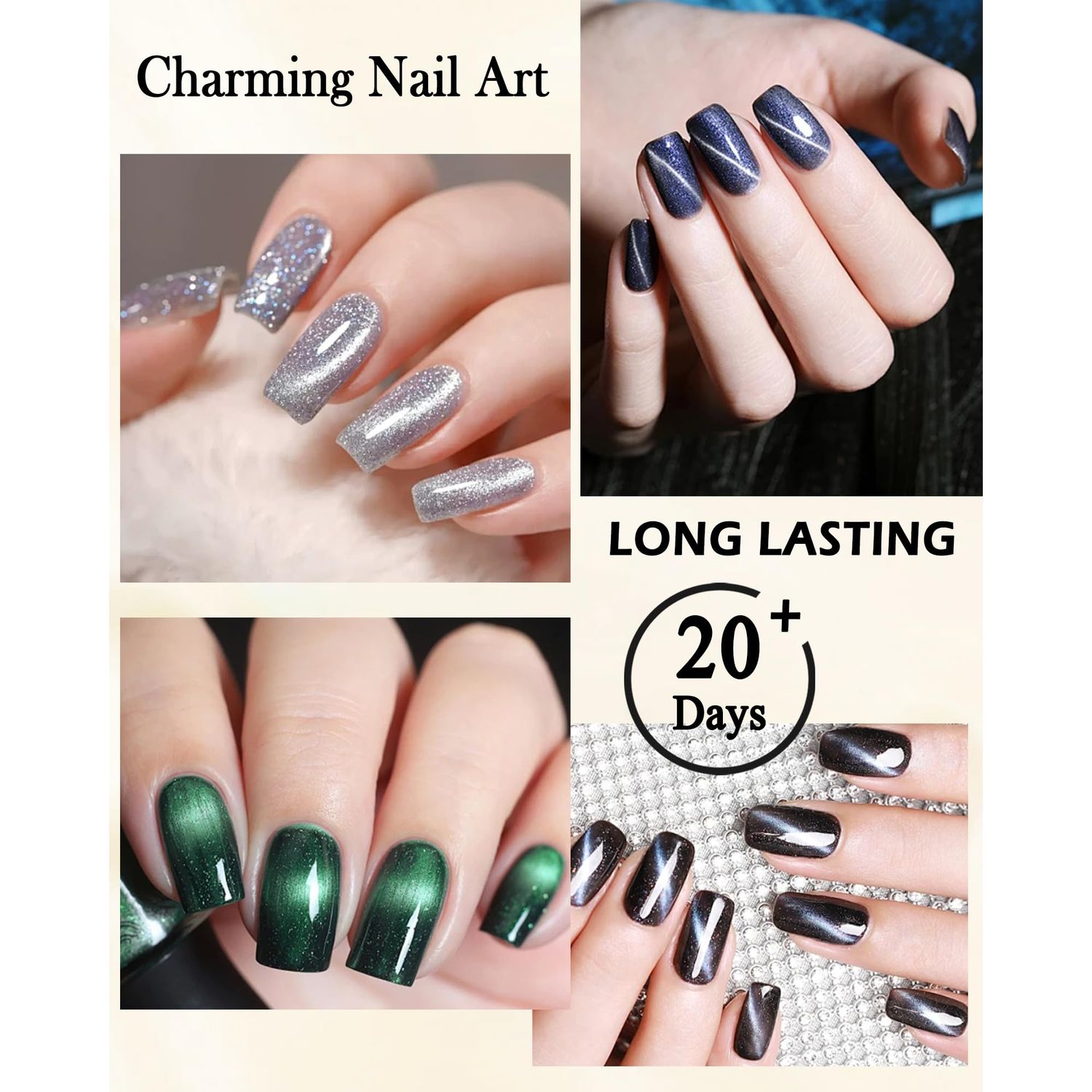 Diamond Silver Cat Eye Gel Nail Polish with Magnetic Stick,9D Holographic Galaxy Glitter Aurora Cateye Gel Nail Polish,Crystal Shiny Nails Glue Gel Polish Kit,Soak Off UV LED for Salon DIY Nail Art-01