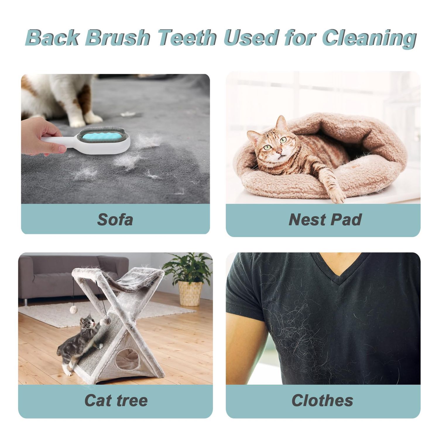 Cat Hair Brush with Water, Sticky Brush 2.0 for Cats, Pet Hair Removal Comb with Water Tank, Wet Cat Comb, 2 in 1 Cleaning Brush Cat, Pet Hair Cleaner Brush for Cats