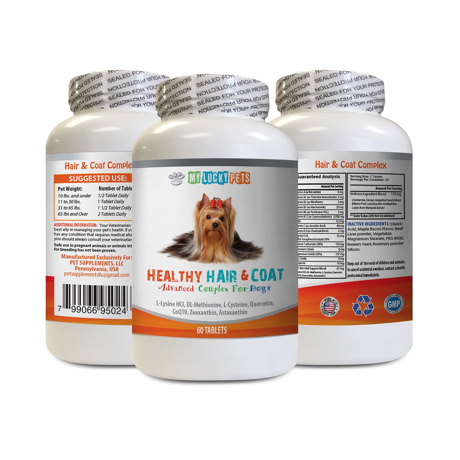 Dog Hair Vitamins - Dog Healthy Hair and Coat - Shinny Coat - Skin - Immune Support - Nail - Dog Vitamin b Complex - 60 Treats (1 Bottle)
