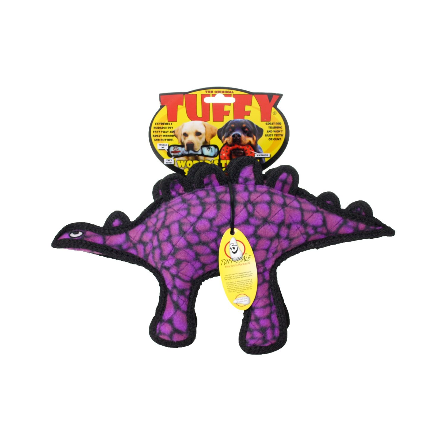TUFFY - World's Tuffest Soft Dog Toy - Junior Dinosaur Stegosaurus- Squeakers- Multiple Layers. Made Durable, Strong & Tough. Interactive Play (Tug, Toss & Fetch). Machine Washable & Floats