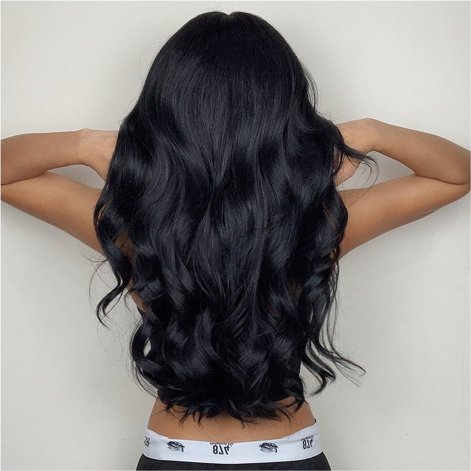 PATTNIUM Black Wig for Women Long Wavy Black Wigs Black Hair Wigs Long Curly Middle Part Black Wigs Heat Resistant Synthetic Wig (Black)