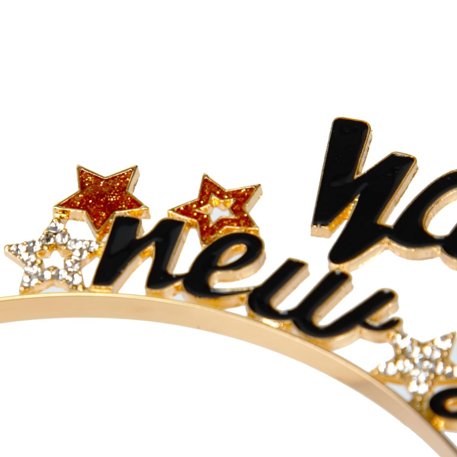 BinaryABC Happy New Year Headband Tiara Glitter Gold Star Headbands,Rhinestone New Year Headband,New Years Eve Party Supplies(Gold)