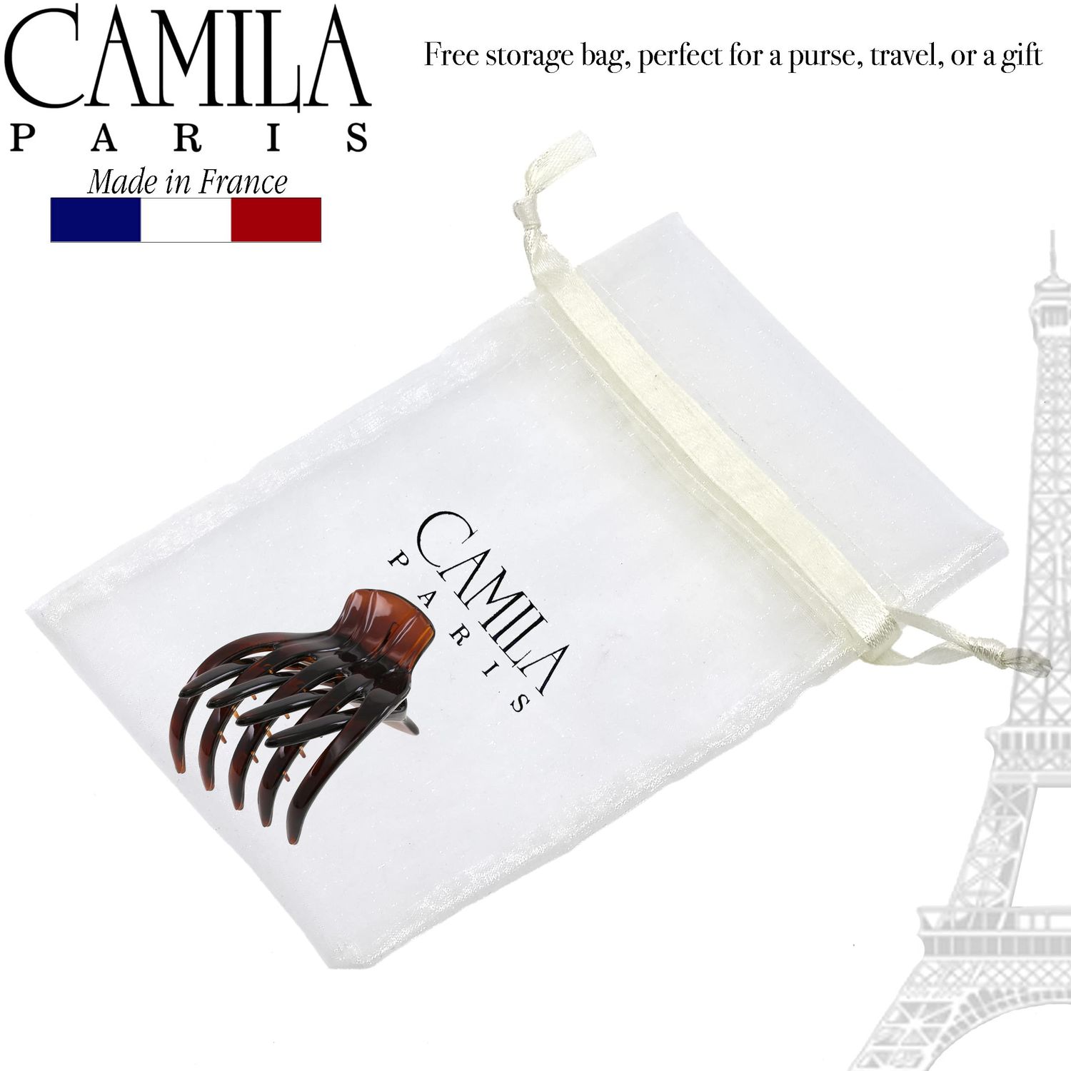Camila Paris MP422 French Hair Clip for Women, Hair Side Clips, 2.5 Inch Girls Hair Claw Clips Jaw Fashion Durable Styling Hair Accessories for Women, Strong Hold No Slip Grip, Made in France