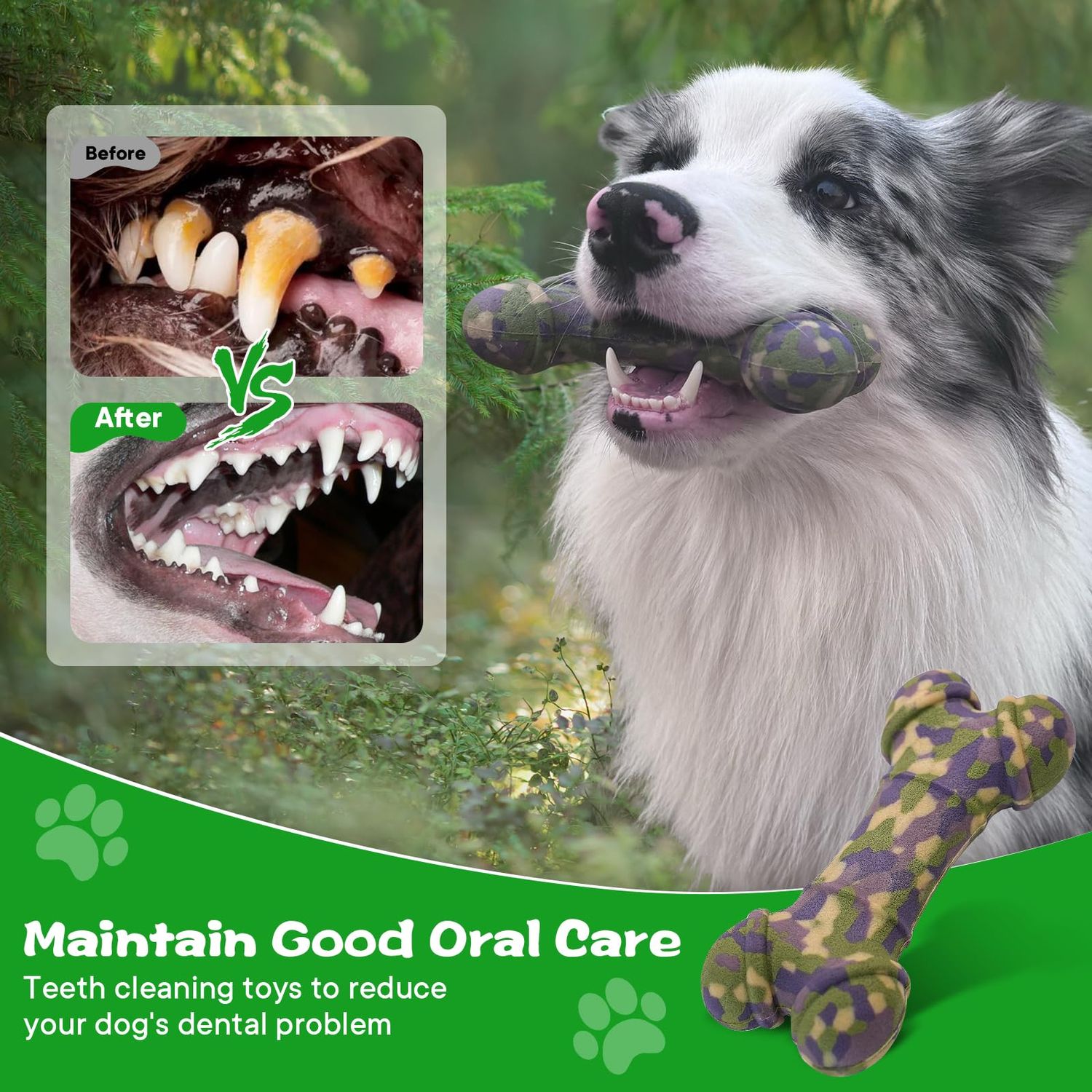 TOONOVEL Dog Interactive Toys 2 Pack, Dog Bone Chew Toys, Dog Balls, Tooth Cleaning Toys, Natural Herbal Infused Chew Toy for Dogs with Destructive Behavior, Anxiety, and Restlessness