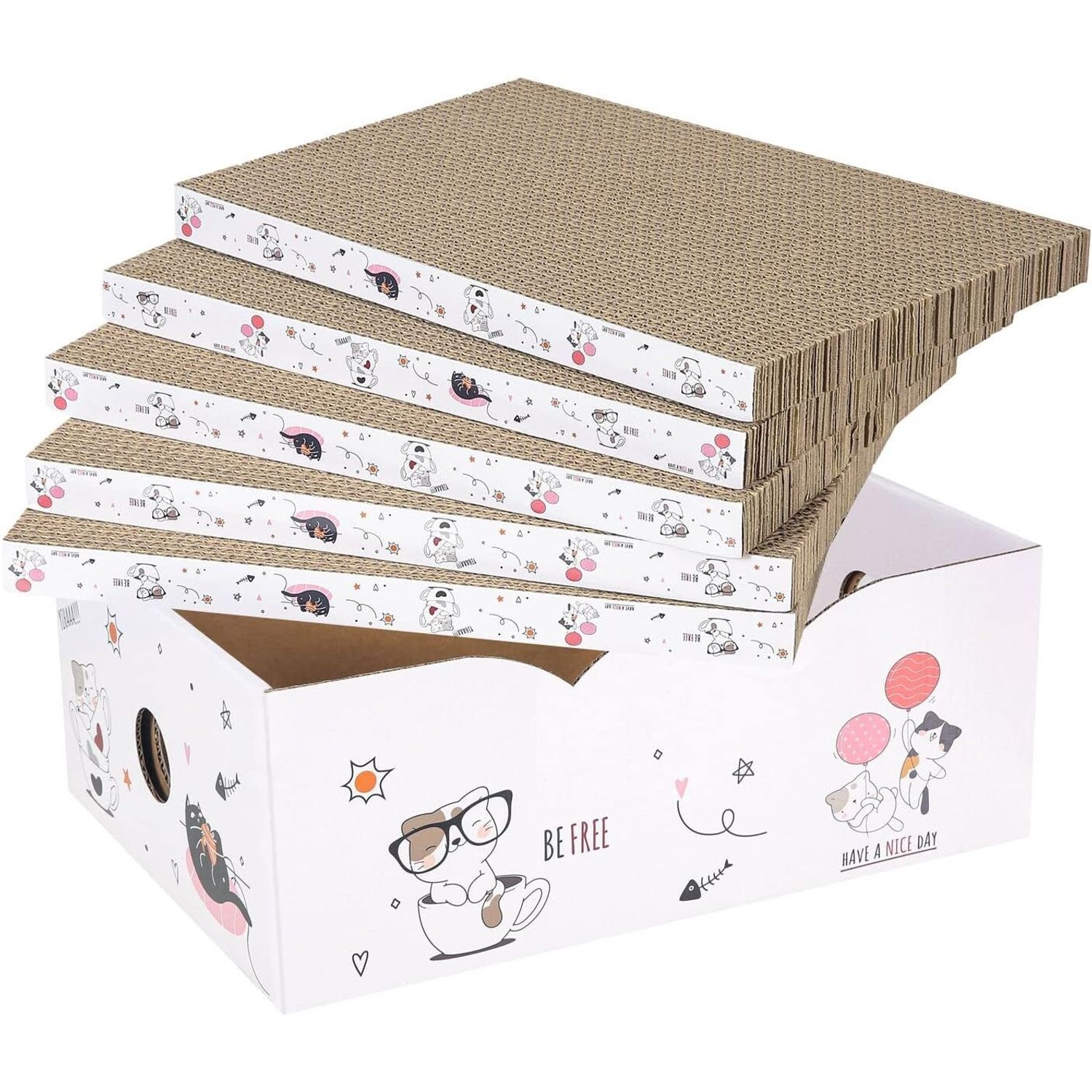 5 Packs in 1 Cat Scratch Pad with Box Cat Scratcher Recyclable Cardboard NEW