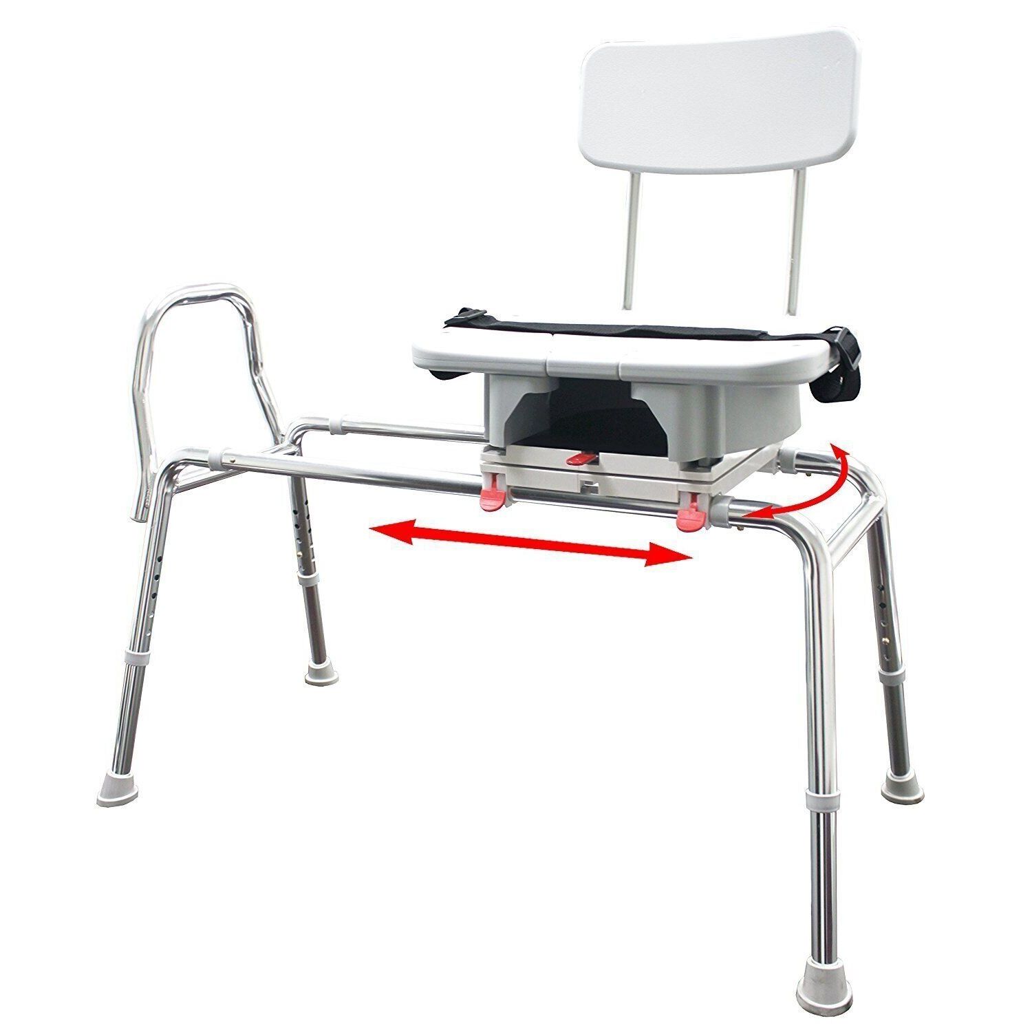 Snap-n-Save 77663 Sliding Shower Chair Bath Transfer Bench Cut Out Swivel Seat