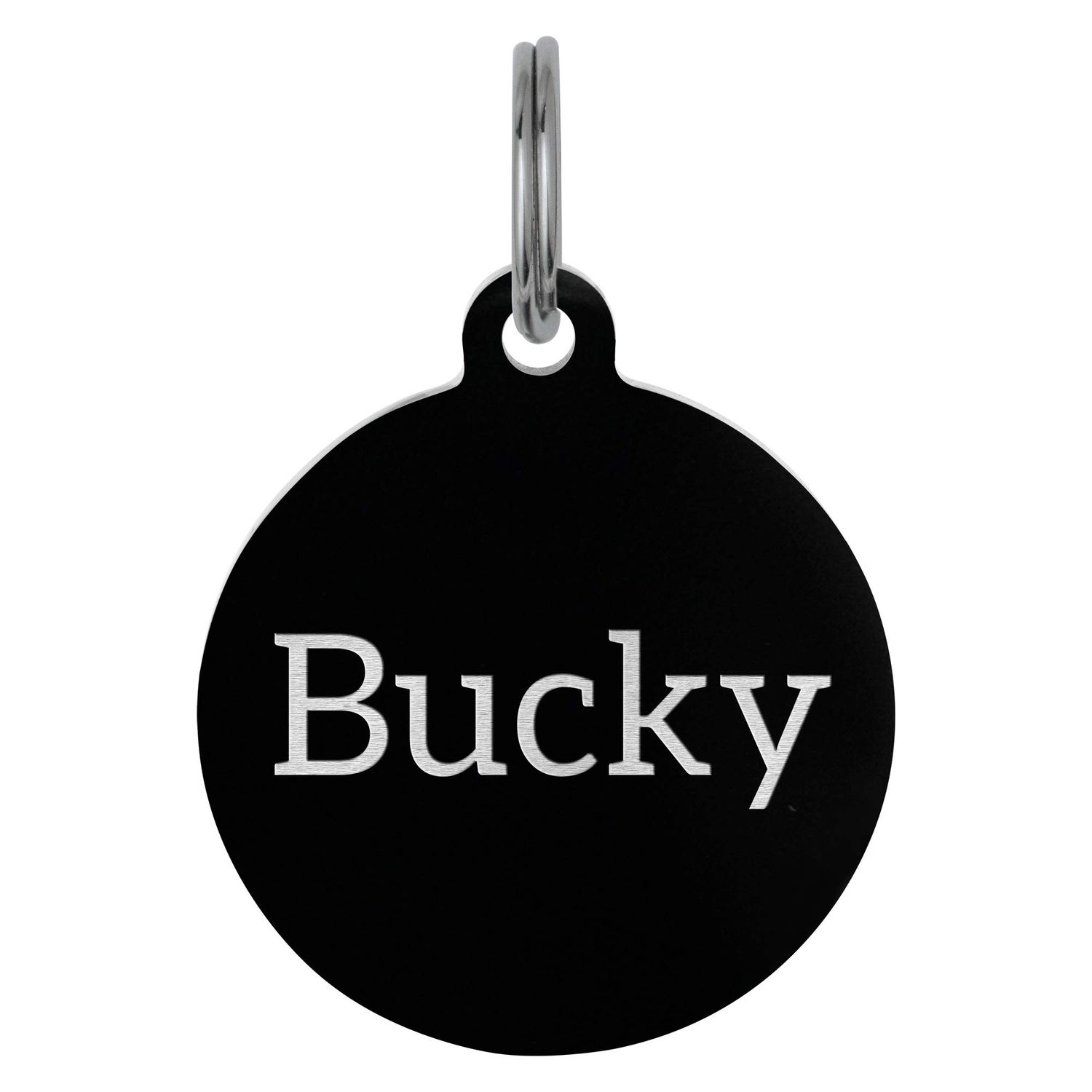 Dreambell Black IP Stainless Steel 25mm Personalized Custom Round Pet Id Tags Dog & Cat with Split Ring