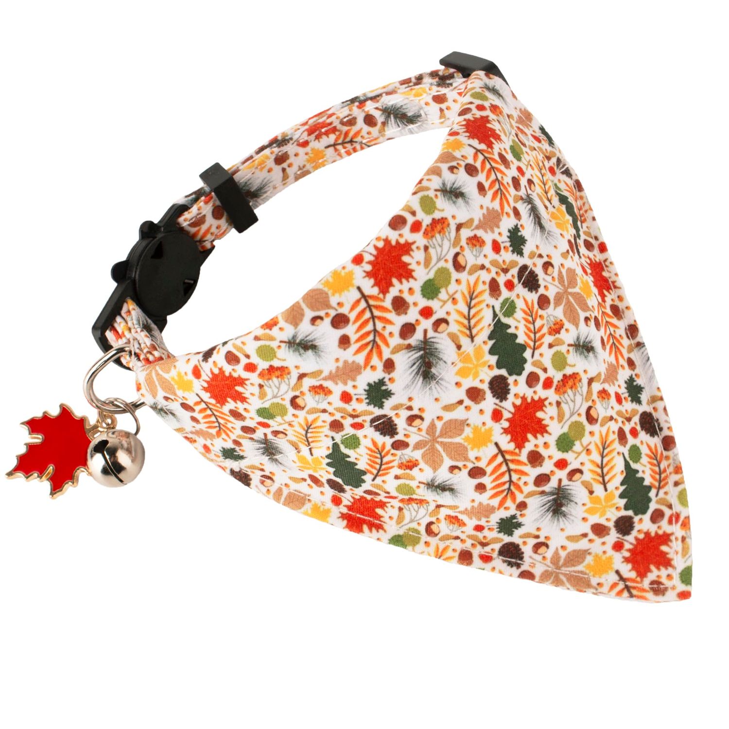 ADOGGYGO Fall Cat Collars Breakaway with Removable Bandana, Adjustable Autumn Thanksgiving Cat Collar Cute Fall Leaves Cat Bandana Collar for Cats Kittens (Fall)