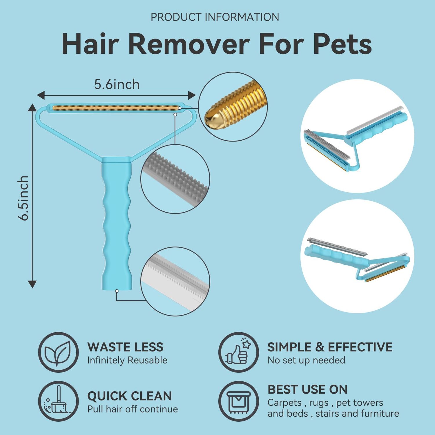 Pet Hair Removal Tool,Carpet Rake,Pet Hair Remover,Lint Remover,Pet Hair Removal Soft Rubber Sheet,Pet Hair Remover for Couch,Lint Shaver,Dog Hair Remover and Cat Hair Remover(3Pcs)
