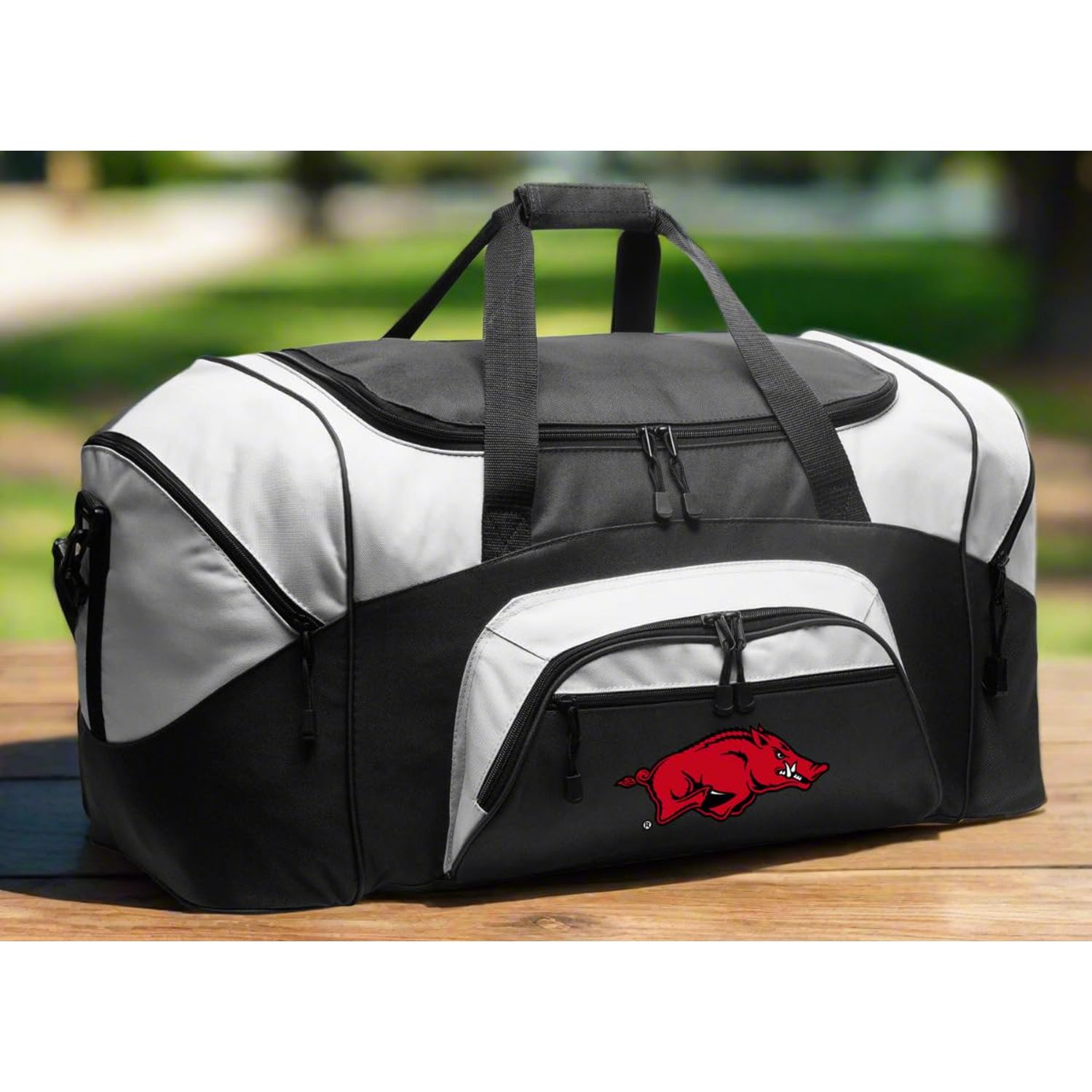Broad Bay Arkansas Razorbacks Large Duffel Bag - Black - Official University of Arkansas Gym Bag, Suitcase or Overnight Bag