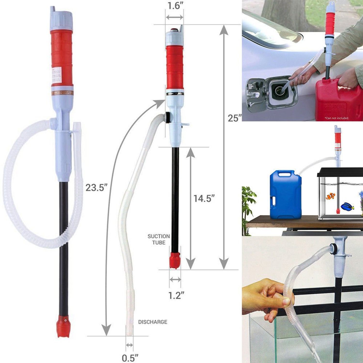 Handheld Liquid Transfer Petrol Gas Oil Fish Tank Water Pump Battery Operated Garage Aquarium Pump Kitchen Pump by SHG