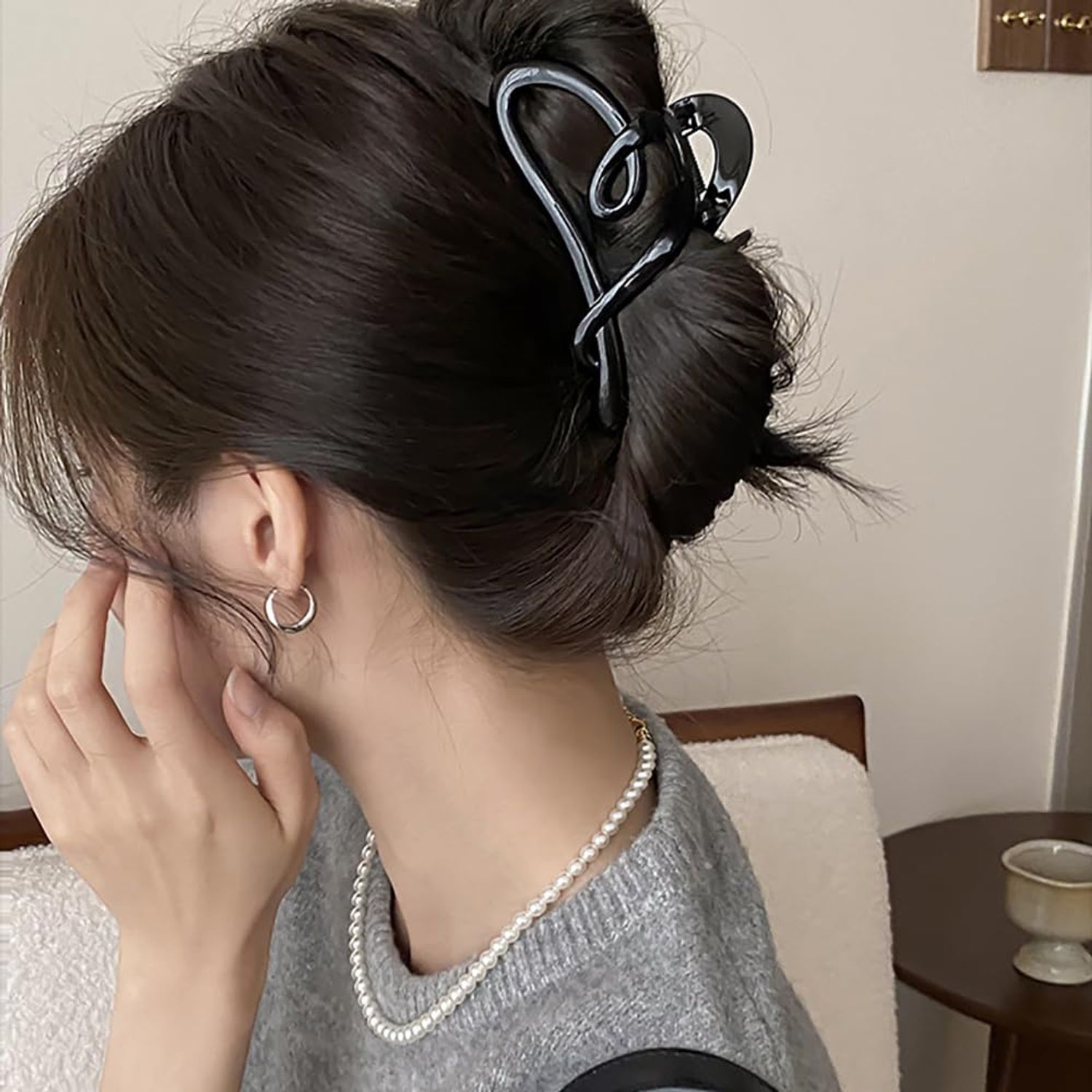 French Heart Hair Claw Clips Non-Slip Hair Clips for Women French Glossy Heart Shaped Plastic Hair Barrettes for Hair Styling Hair Supplies Decorations 3Pcs