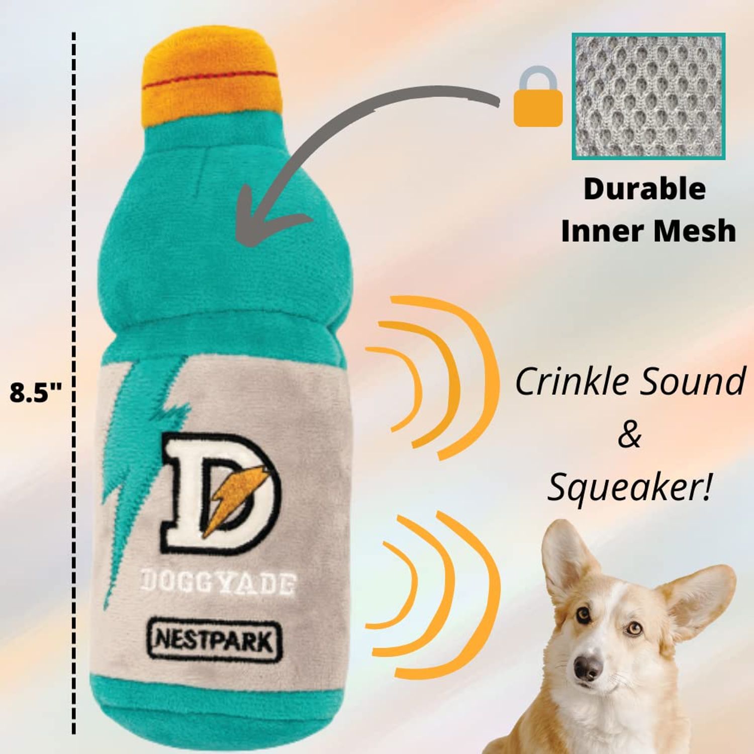 Nestpark Fitness Funny Dog Toys - Doggyade and Doggy Dumbbell Workout Parody Cute Dog Toys - 2 Pack (Workout Pack)