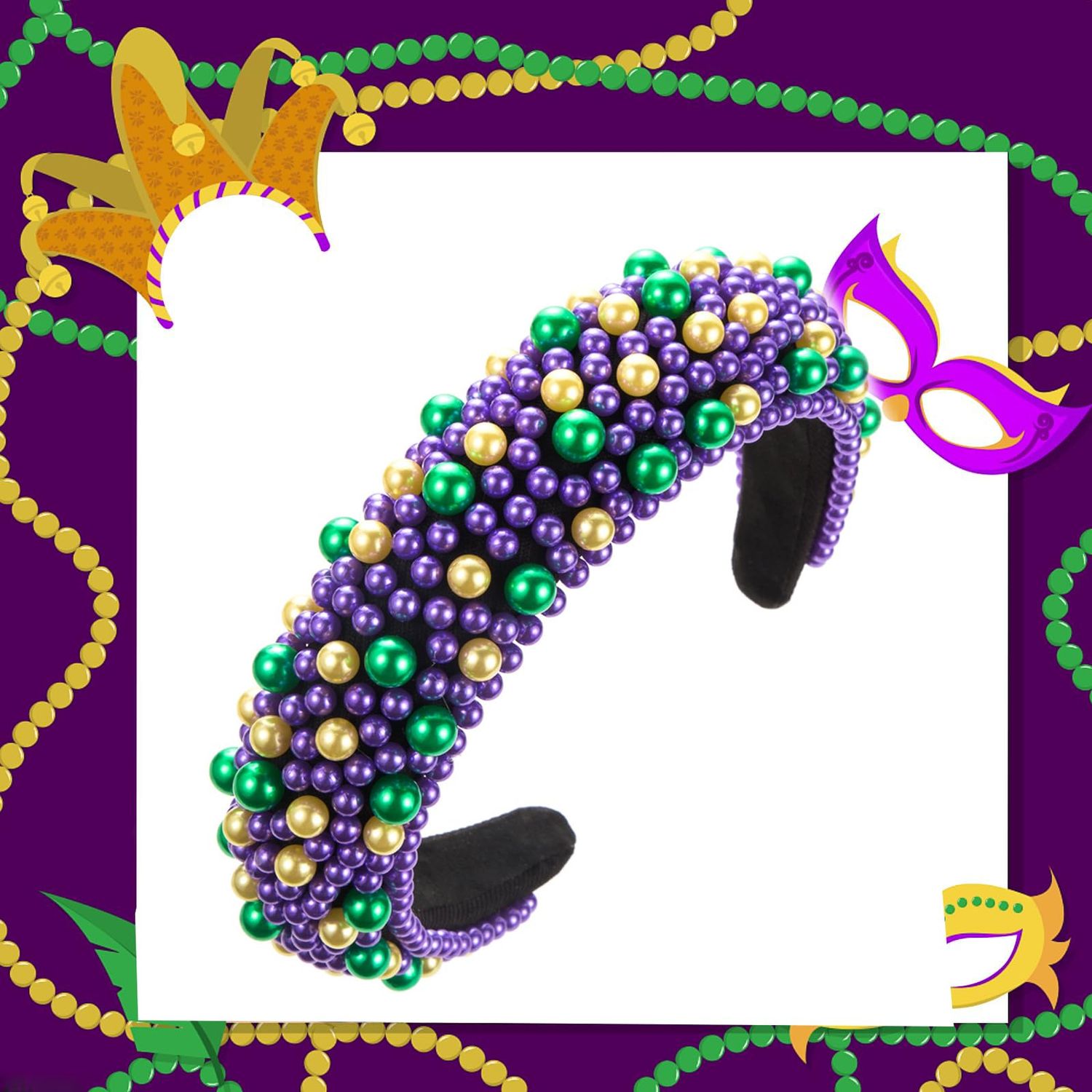 Mardi Gras Headband for Wome, Glitter Mardi Gras Hairband Hair Accessories Festival Holiday Padded Hairband Carnival Party Hair Accessory Gift
