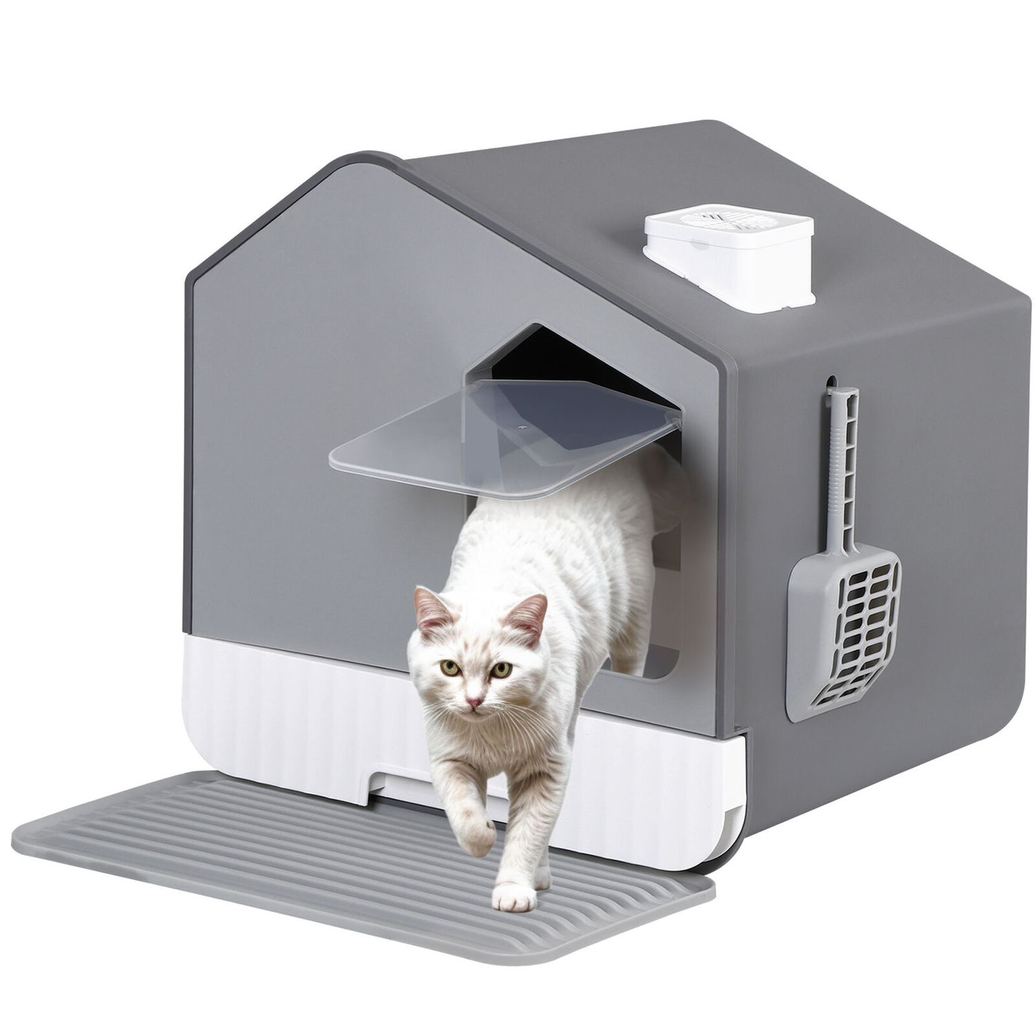 Cat Litter Box with Litter Mat and Scoop Anti- Splashing Easy Clean Odor Control