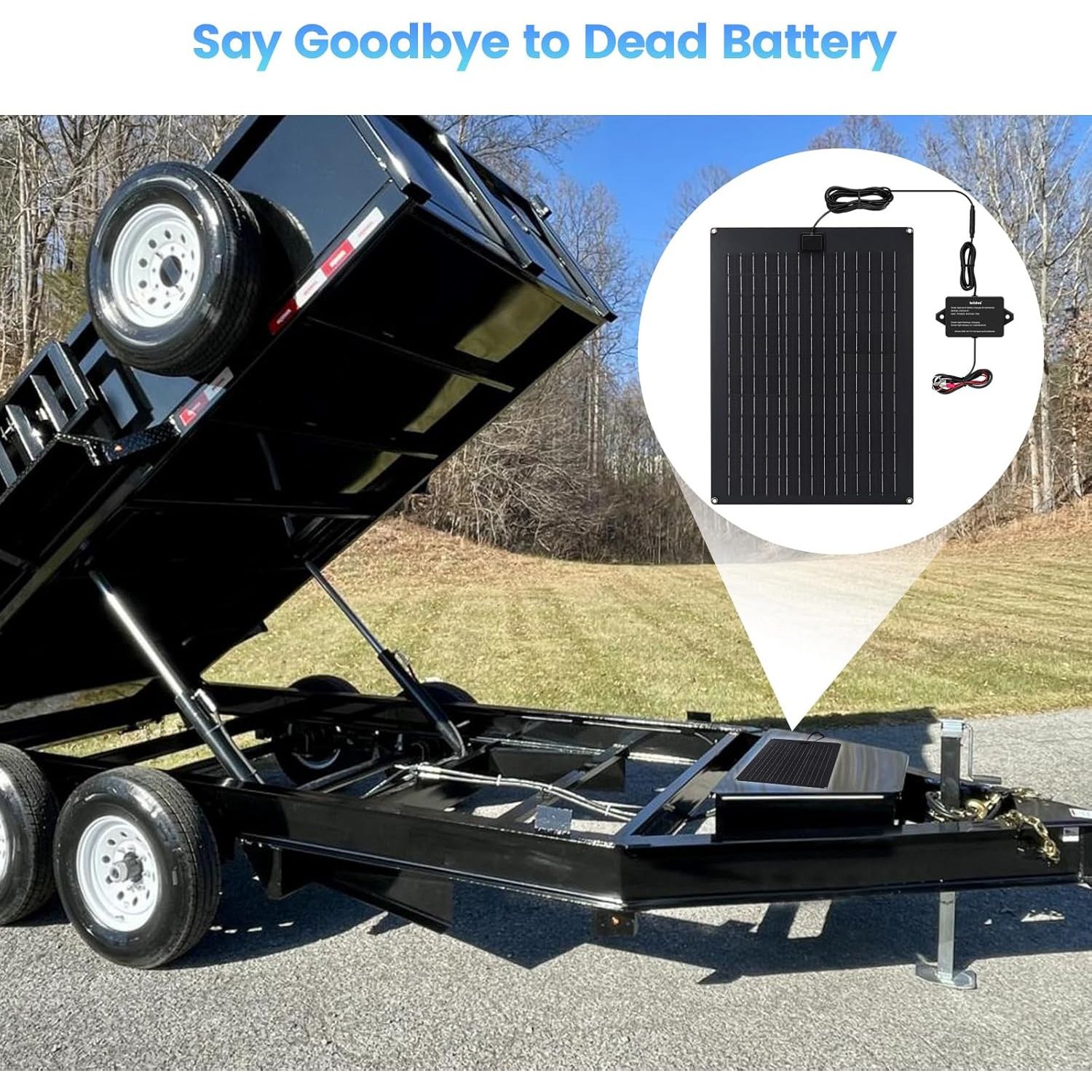 Solar Battery Charger Maintainer,  20W Solar Panel Kit for Dump Trailer Built-In