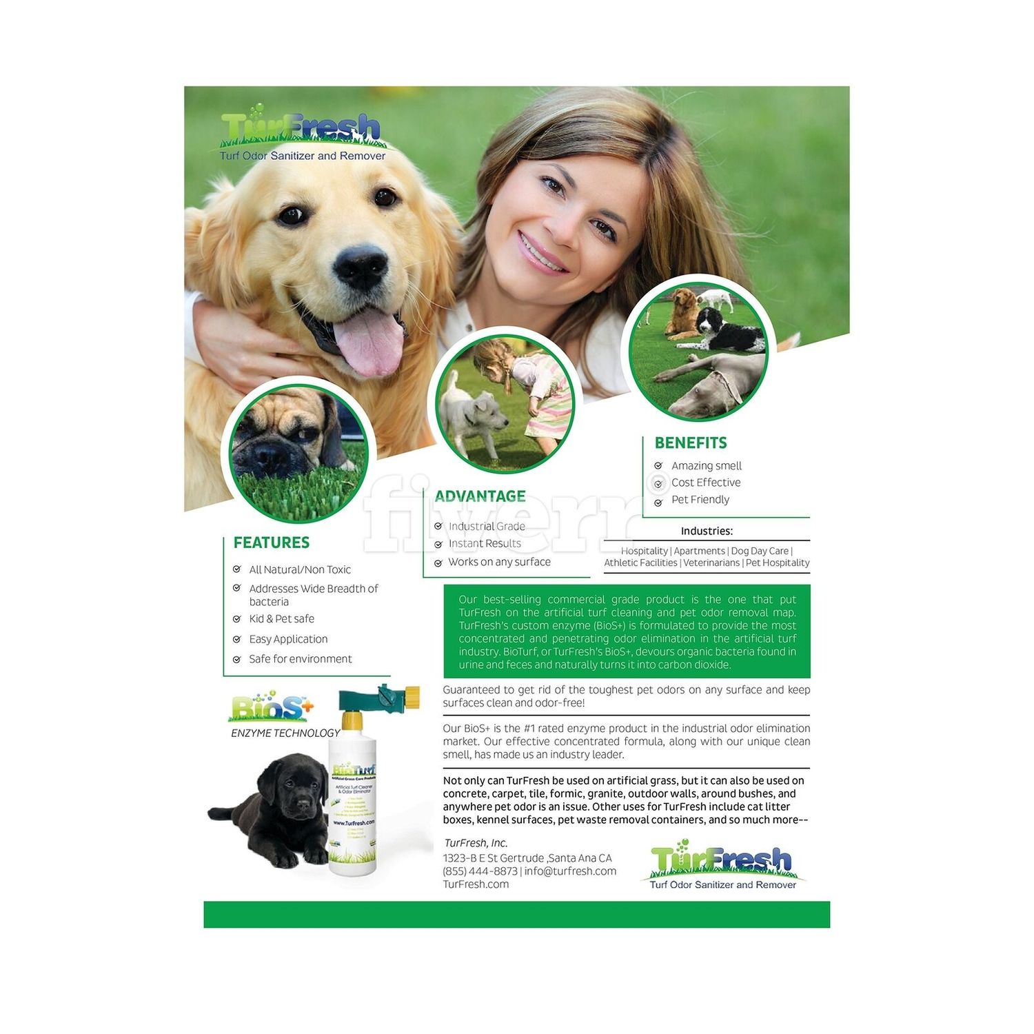 BioTurf BioS+ Artificial Turf Pet Odor Eliminator Concentrate; Organic, Non-T...