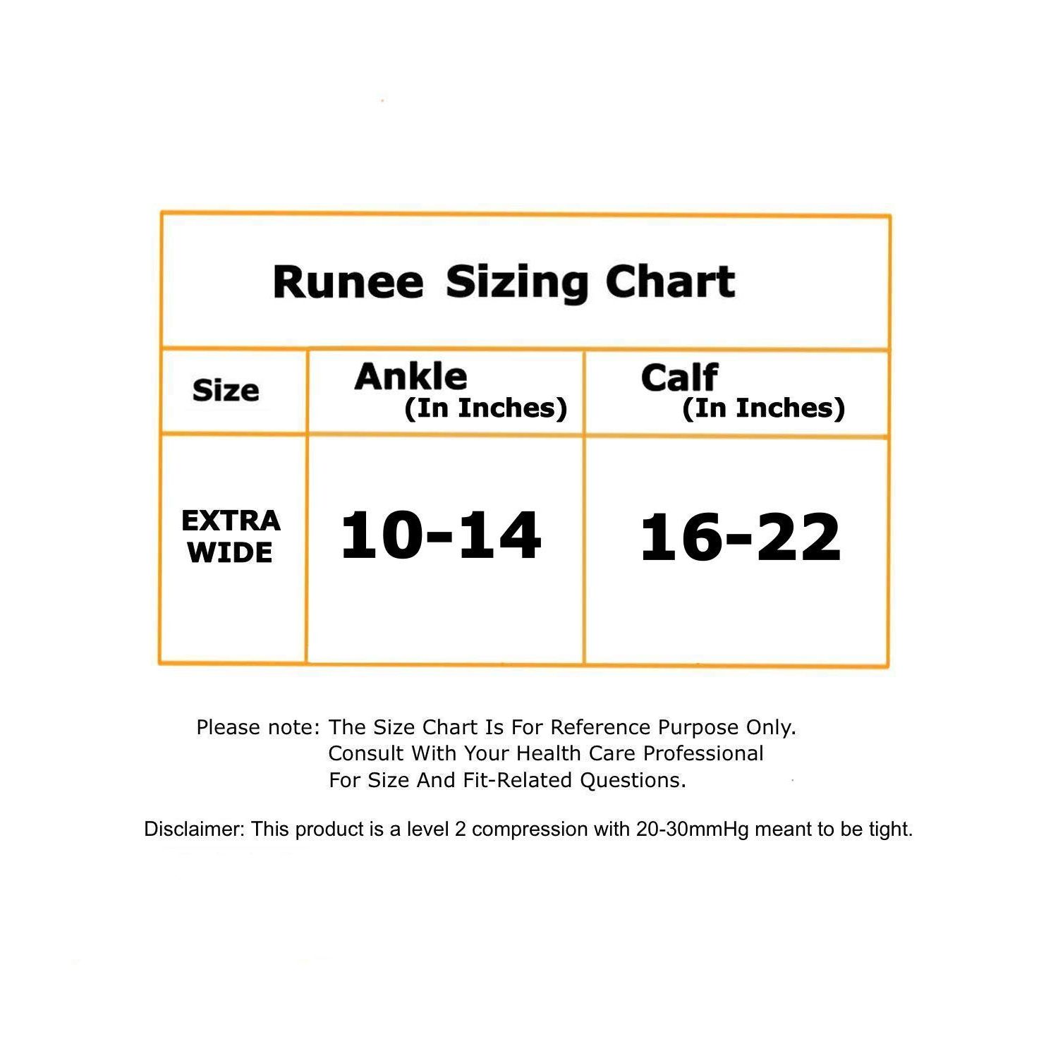 Runee Wide Calf Zipper Compression Socks, Open Toe, Extra Calf Support (Beige)