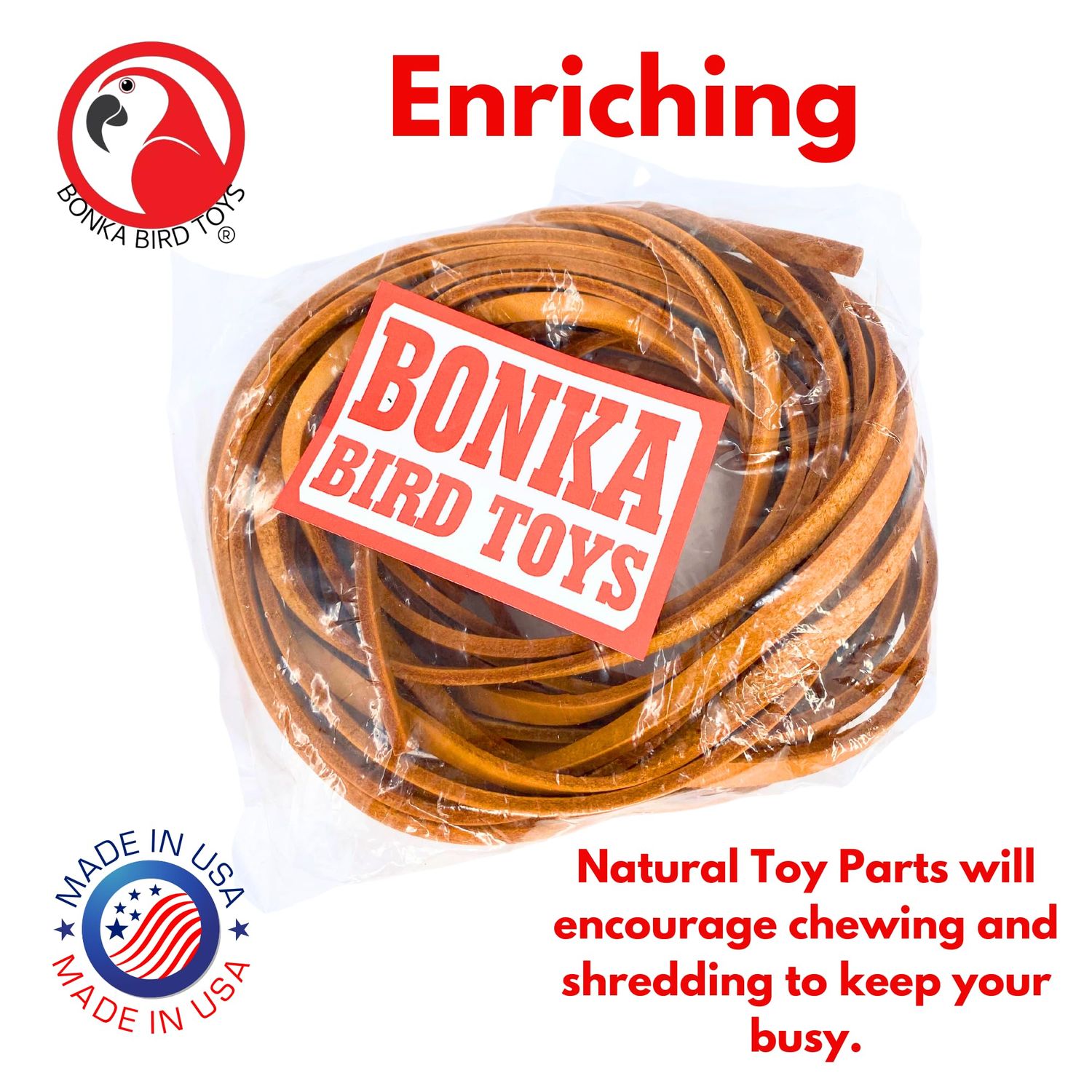 Bonka Bird Toys 2002 Six Pack Thick Leather 48" Long x 1/4" Cord Genuine Natural Leather Lace Strip Craft Part Bird Toy Making Projects Roll Rope Tan Hide