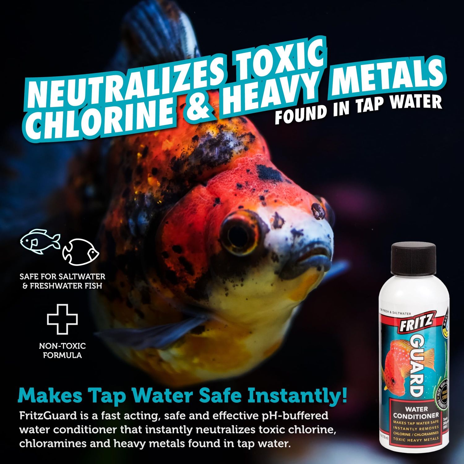 Fritz Aquatics 80255 Fritzguard Water Conditioner/Dechlorinator for Fresh and Salt Water Aquariums, 4-Ounce