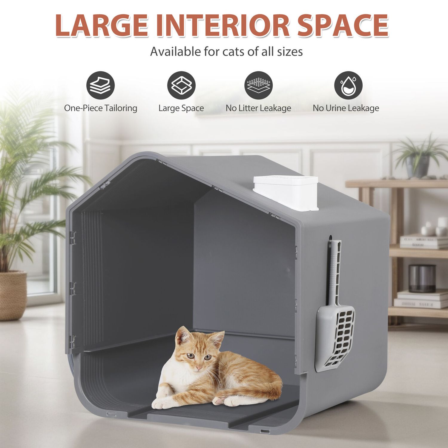 Cat Litter Box with Litter Mat and Scoop Anti- Splashing Easy Clean Odor Control