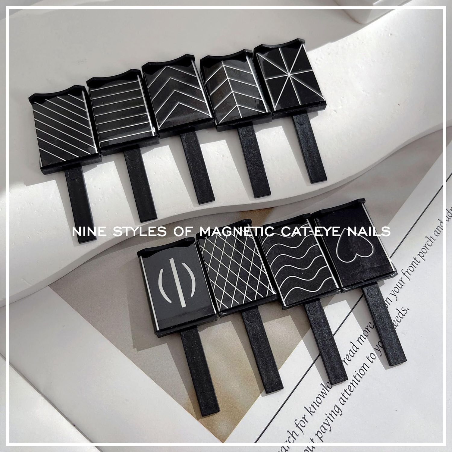 DANNEASY 60pcs Cat Eye Nail Magnet for Nail Art, Cat Eye Gel Nail Polish Magnet Strong Magnetic Nail Polish Magnets for Nails Multi-Function Nail Tool for Nails Salon Accessories