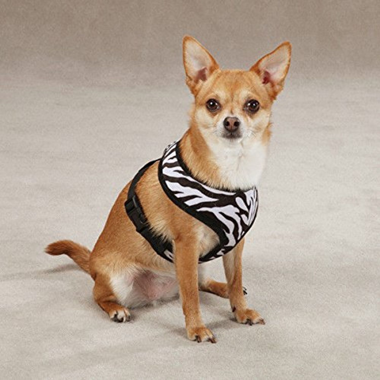 Zack & Zoey Zebra or Leopard Print Soft Plush Dog Harness Durable Reliable Walk Safety(Large Leopard Print)
