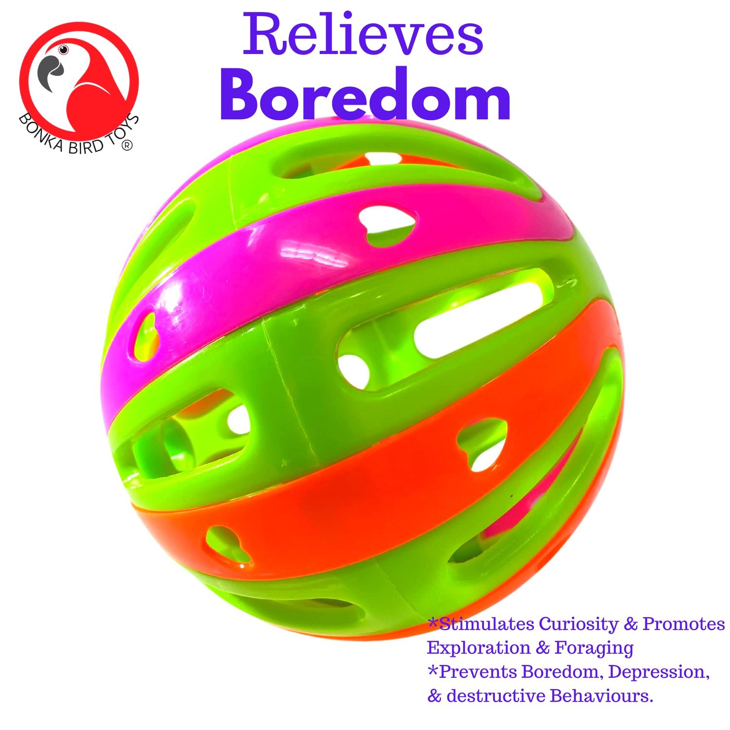 Bonka Bird Toys 3904 4.50" Carnival Ball Parrot Toy, Macaws, Amazons, African Greys, and Similar Sized Birds