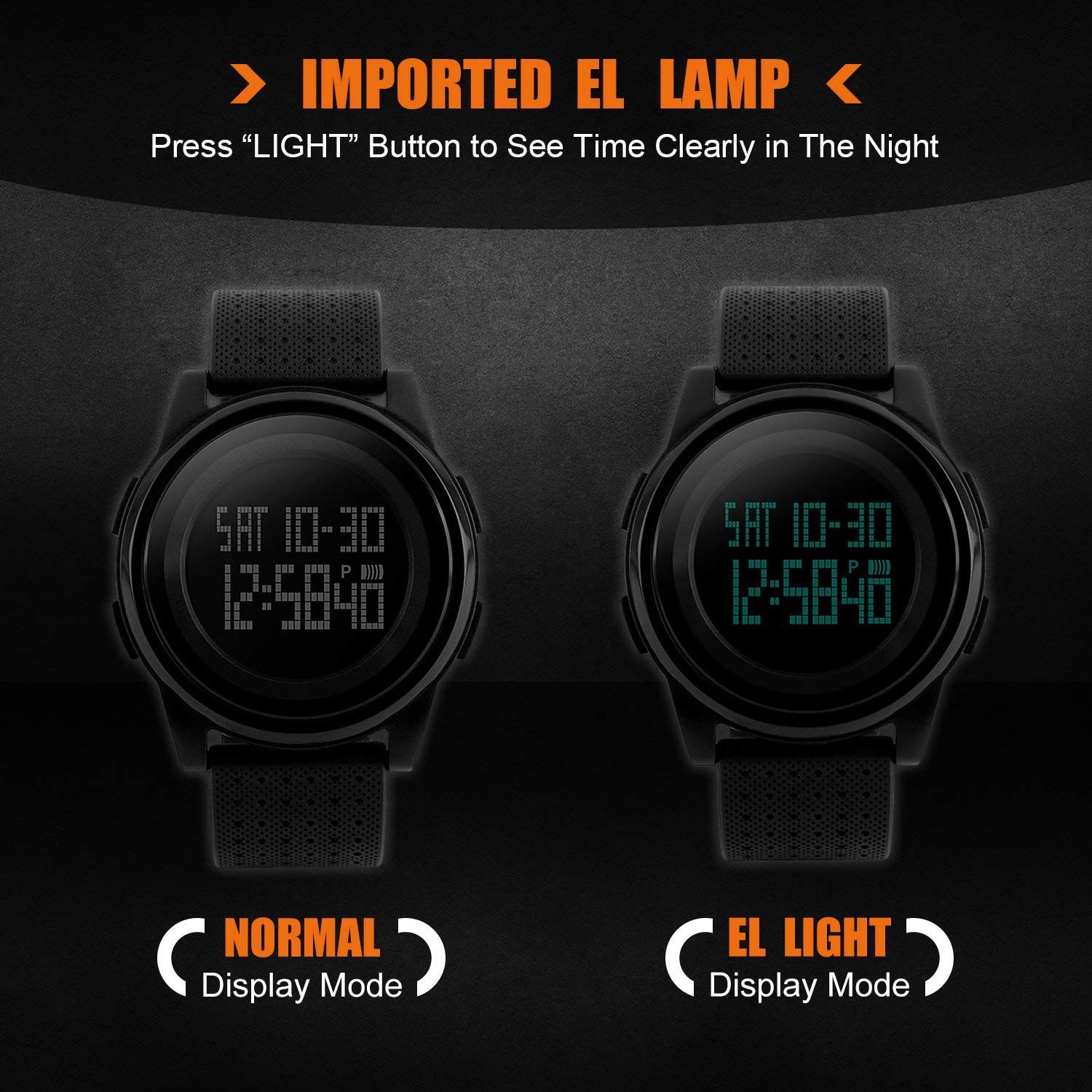 MJSCPHBJK Men's Digital Sports Watch Electronic Military Waterproof Watches for Men Outdoor Running with LED Back Light Alarm Stopwatch Army Watch