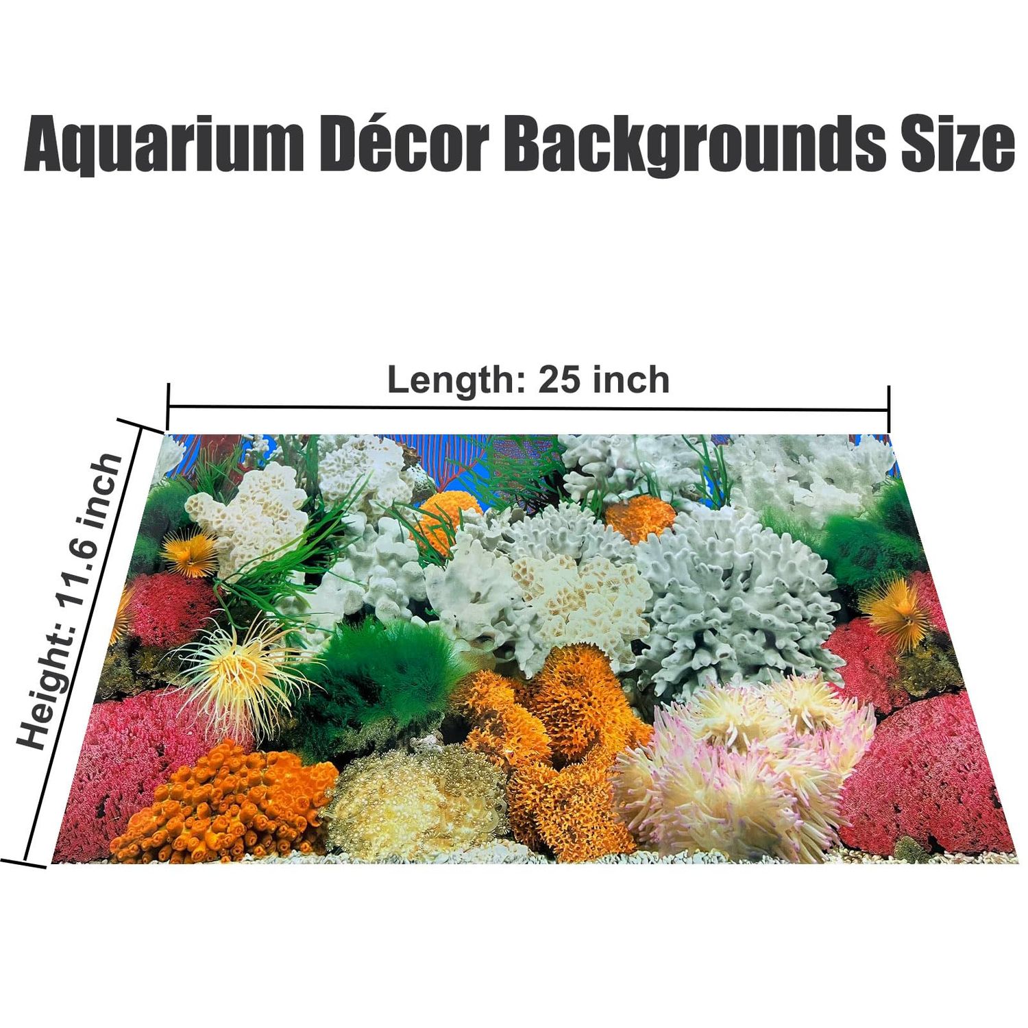 XCNO Aquatic Plant Aquarium Background Sticker Coral HD Fish Backgrounds for Aquariums Gravel Stone Fish Tank Wallpaper Decorations 2 Sided 12"x 25"