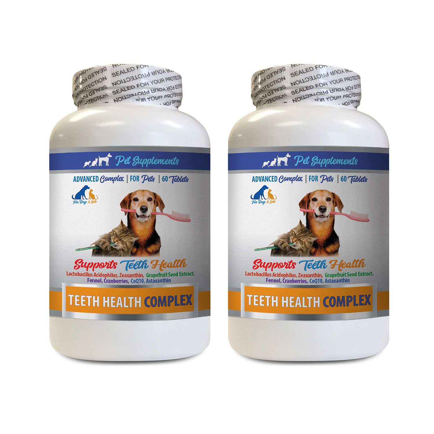 Bad Breath cat Treats - Pets Teeth Health Complex - for Dogs and Cats - Support Oral Care - Vitamin c for Cats - 2 Bottles (120 Tablets)