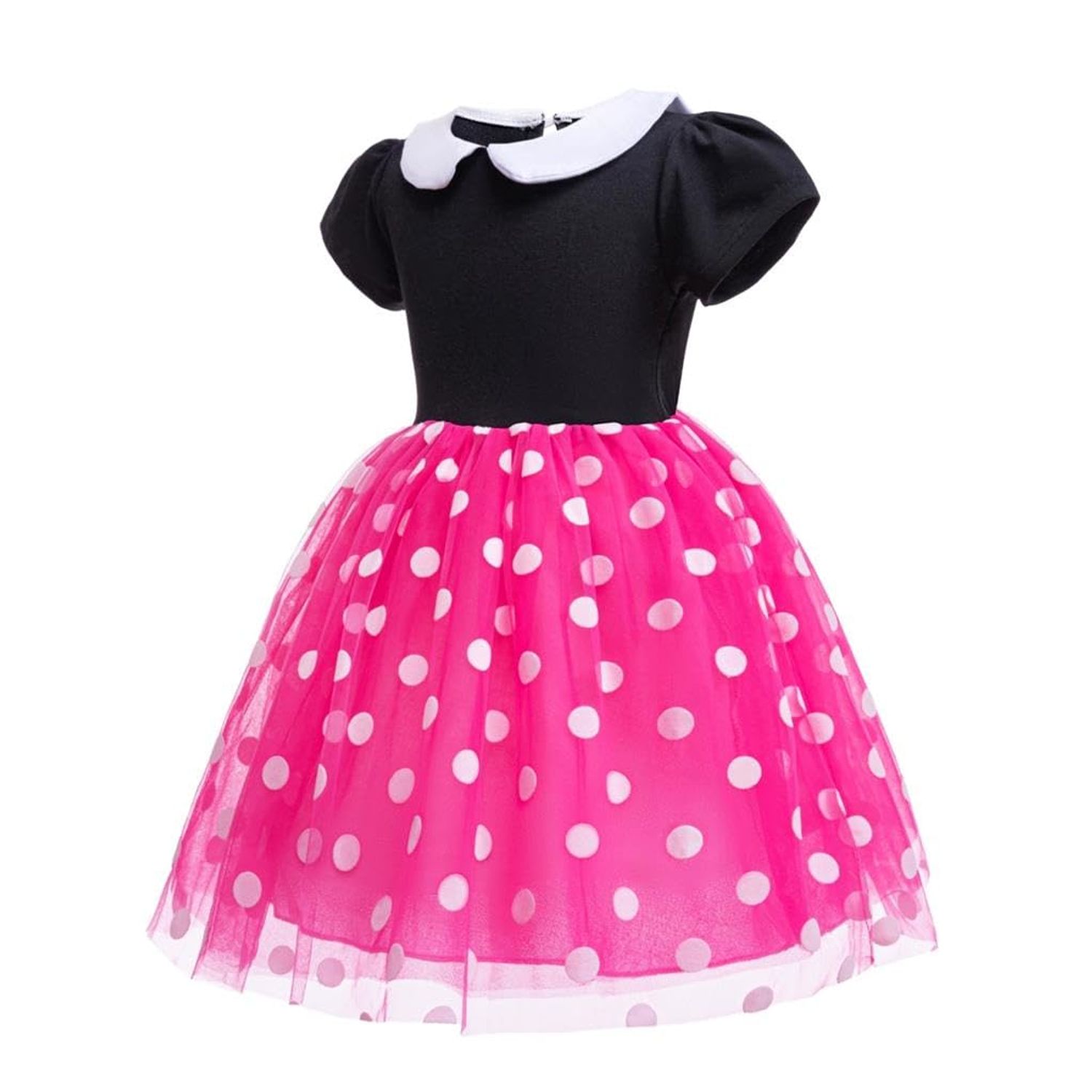 Dressy Daisy Baby Girls Polka Dots Fancy Dress Up Halloween Costume Birthday Party Outfit with Mouse Ears Headband Size 18-24 Months, Hot Pink 426