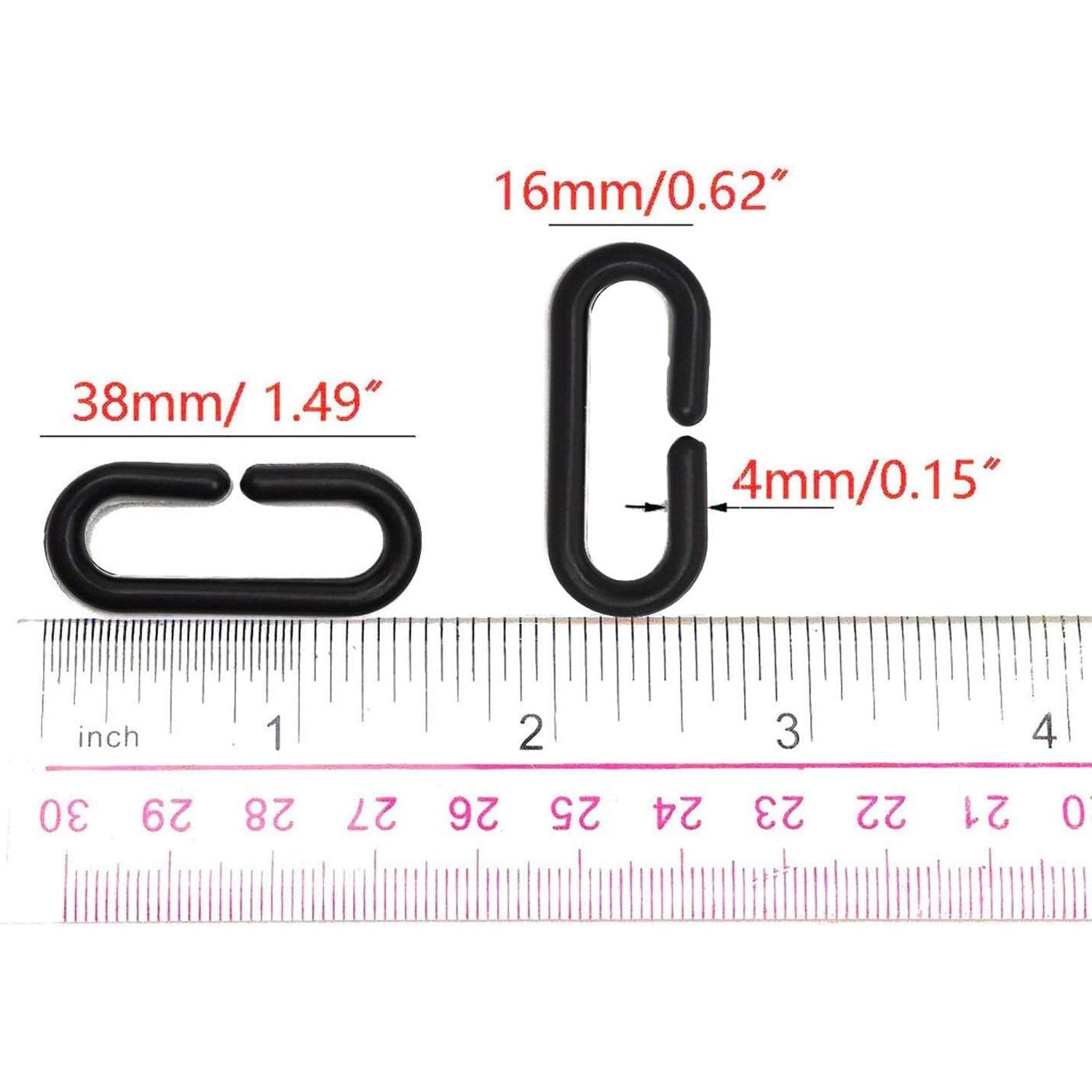 Hyamass 600pcs C-Clips Chains Hooks Plastic Chain Links C-Links Children's Learning Toy Sugar Glider for Parakeets,Small Pet Rat Parrot Bird Toy Cage Swing Climbing Cage Toys (Black)
