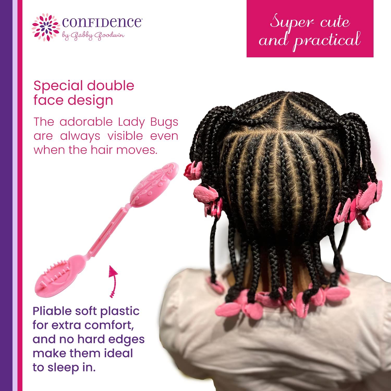 Confidence by Gabby Goodwin - Little Lady GaBBY Bows - Non-Slip Barrettes – Patented Double Sided Snap – Bows that Stay in Place and Don't Slide Out – 30 Pack – 3 Colors - Includes Children's Book