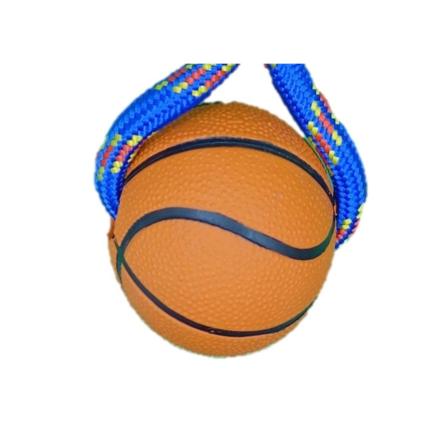 Rubber Ball with Rope Dog Toy (Basketball)