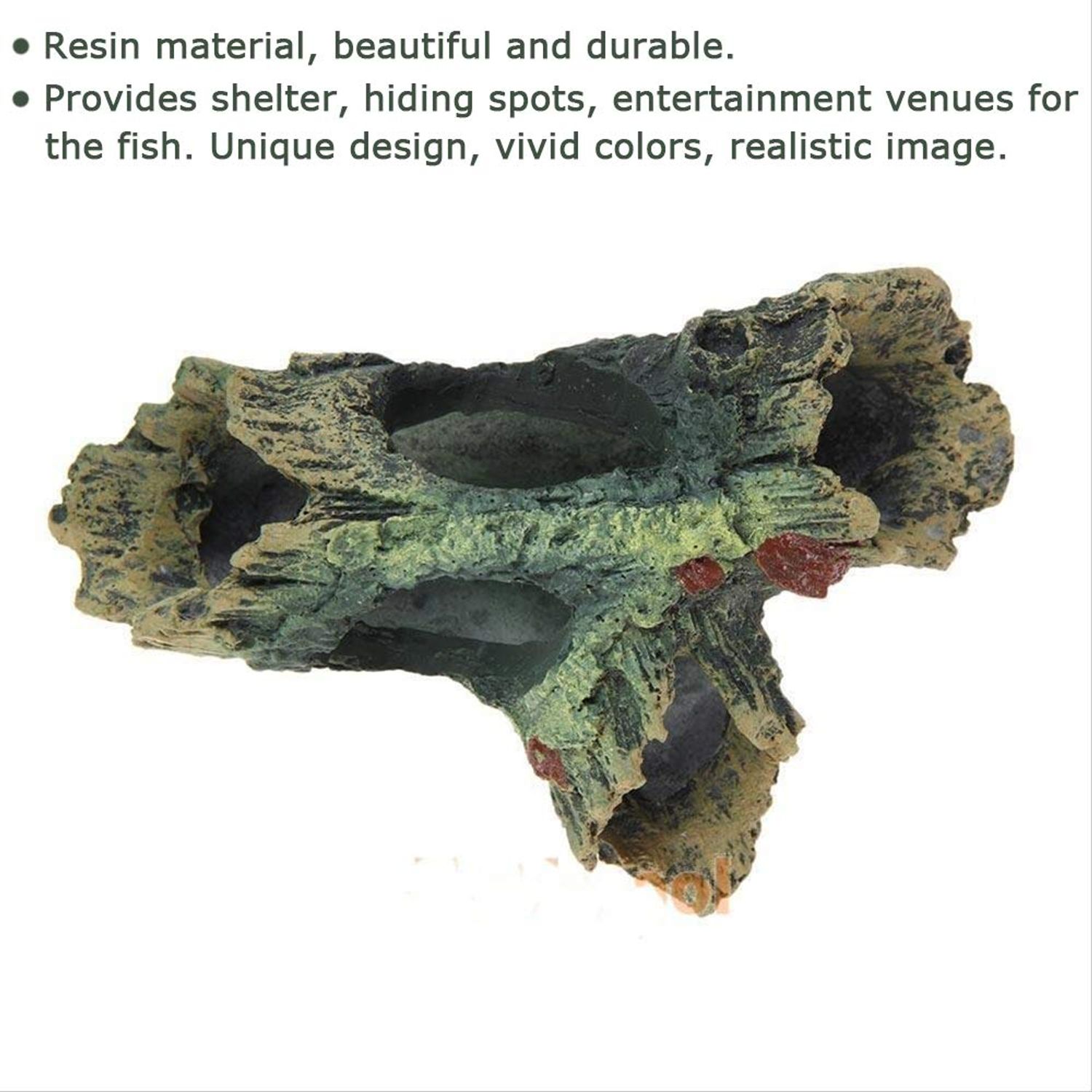 Tfwadmx Decaying Trunk Aquarium, Betta Fish Ornament, Freshwater Ornament - Small Resin Aquarium Decoration Log, 20 Gallon Fish Tank Wood with Holes & Aquarium Hideout Caves