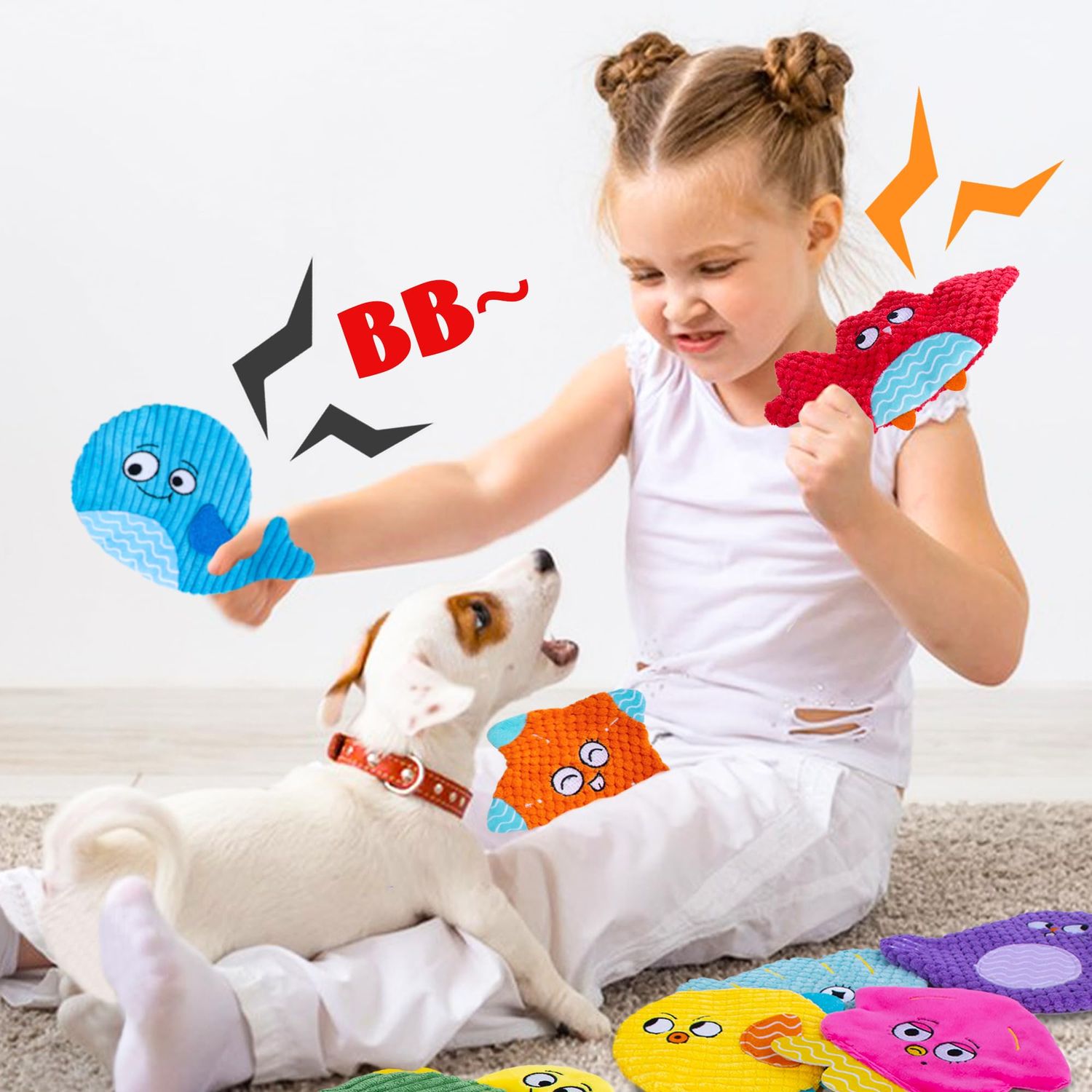 HOESDA No Stuffing Dog Toys 10 Pack,Squeaky Dog Toy Crinkle Dog Toys for Small Medium Dog,Durable Plush Dog Toys,Cute Animal Stuffless Pet Toys,Interactive Puppy Teething Chew Toys for Entertaining