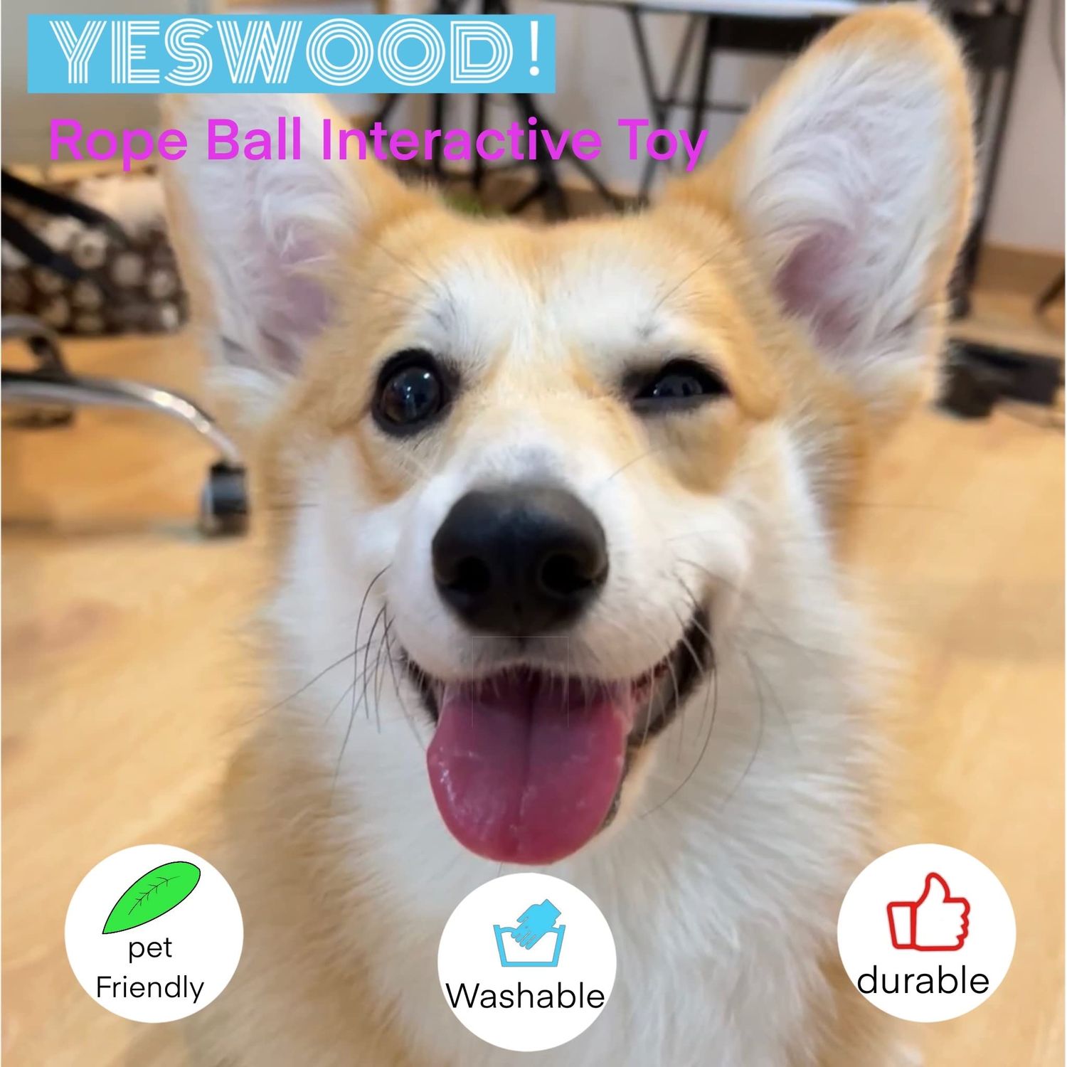 YESWOOD! Tug of War Dog Toy Small Breed,Dog Ball with Rope,4-Pack Rope with Ball Attached for Small and Medium Dogs, Ball On Rope Dog Toy,Rope Ball Dog Toy,Puppy Interactive Gift