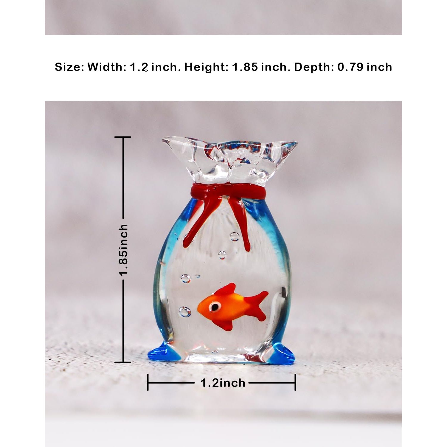 Miniature Glass Goldfish, Tiny Goldfish in a Bag, Dollhouse Glass Goldfish Figurine, for Aquarium Fish Glass Ornament, Dollhouse Miniature DIY, Seaworld, Ocean Lover (1PCS)