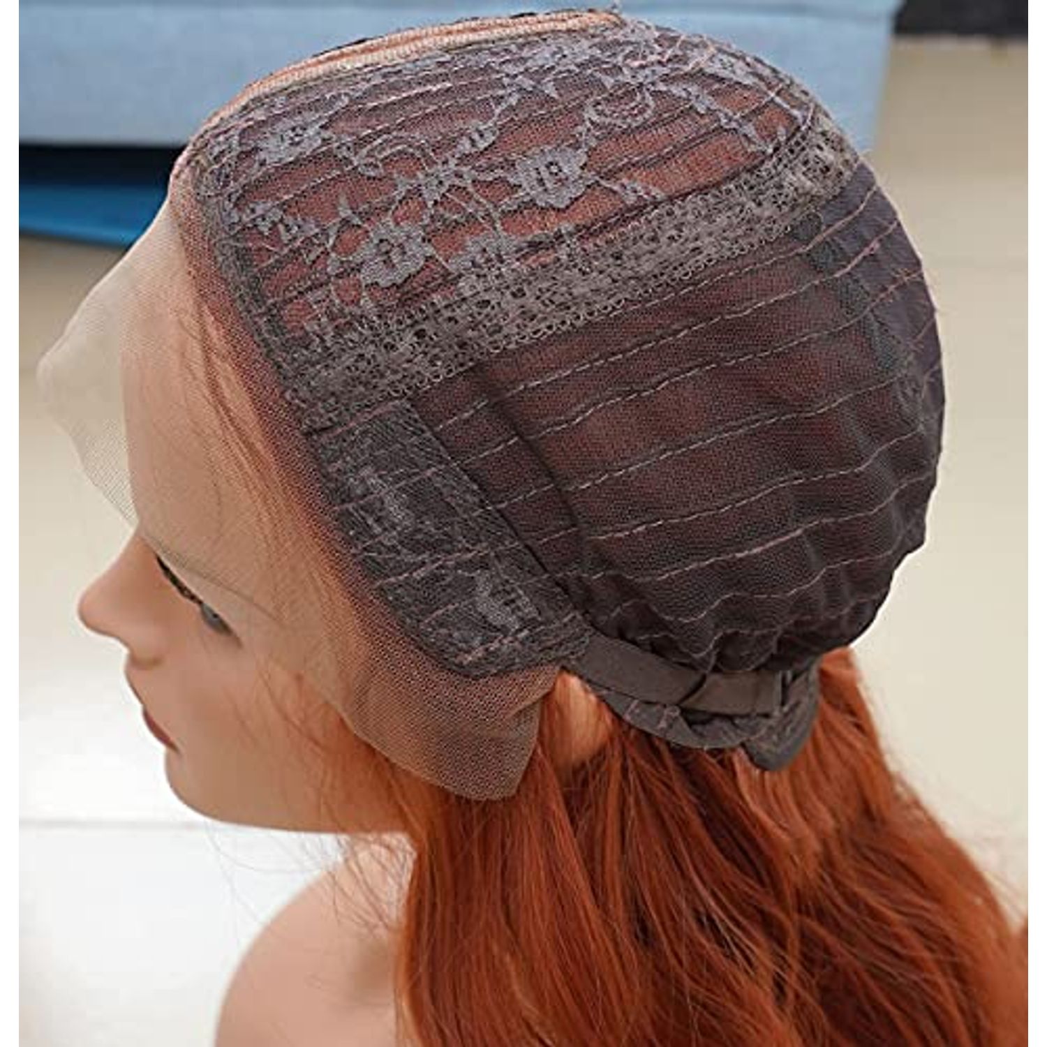 Rugelyss Fashion Glueless Auburn Copper Red 24Inch Long Natural Wavy Free Part Small Area Lace Front Wigs Heat Resistant Synthetic Hair Wig for Women (Copper Red)