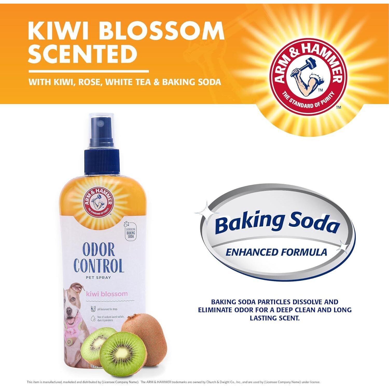 Arm & Hammer Dog Deodorizing Spray - Odor Eliminator, Kiwi Blossom Scent, 8oz