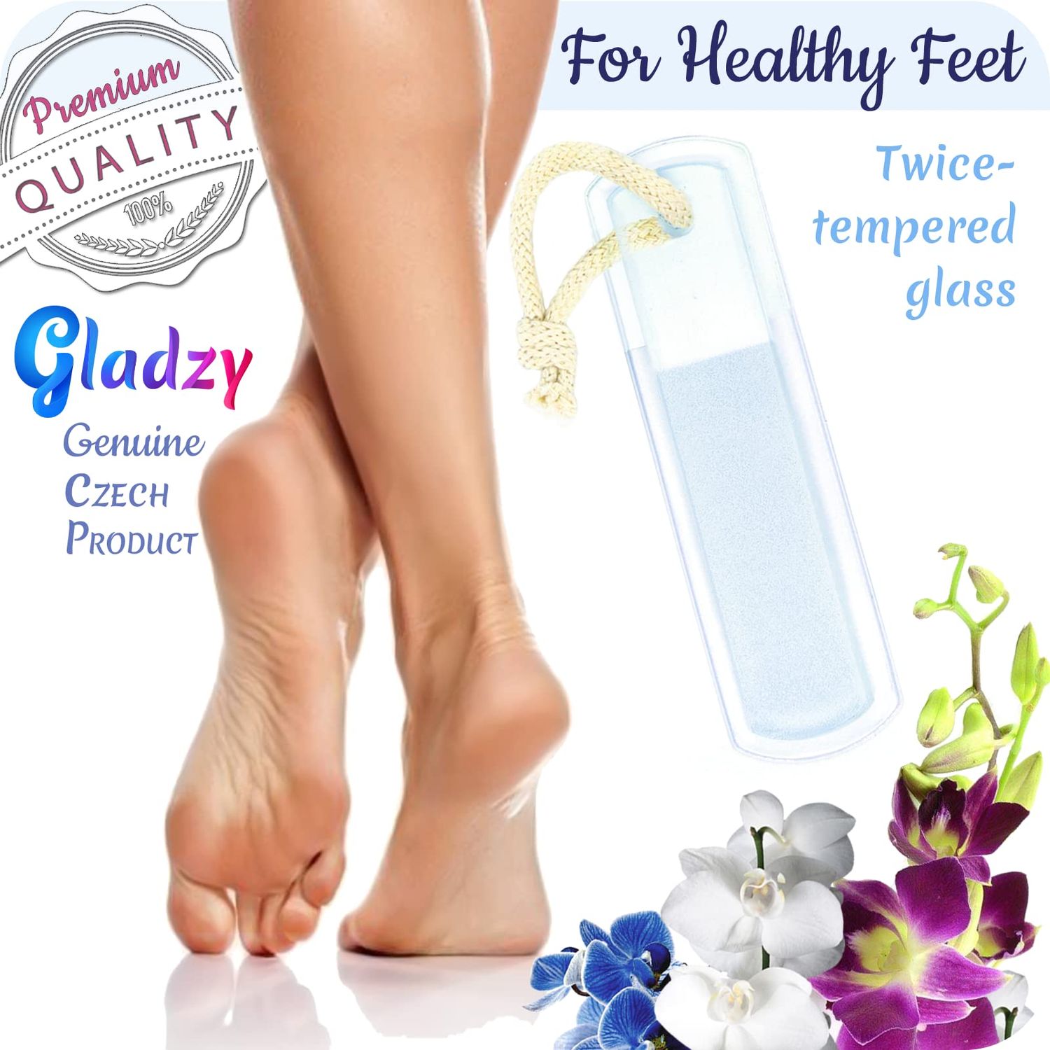 GLADZY® Genuine Czech Glass Nail File Set - Callus Remover Foot Rasp, Double Sided Different Grit Surface, Professional Manicure & Pedicure Tools, Premium EU Quality