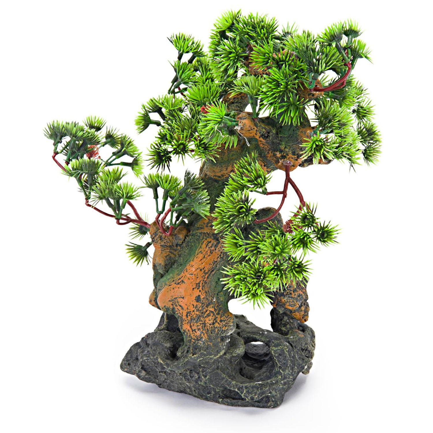 Penn-Plax RR993 7" L x 6" W x 12" H Bonsai Tree on Rock Style 2 Fish Aquarium Ornament