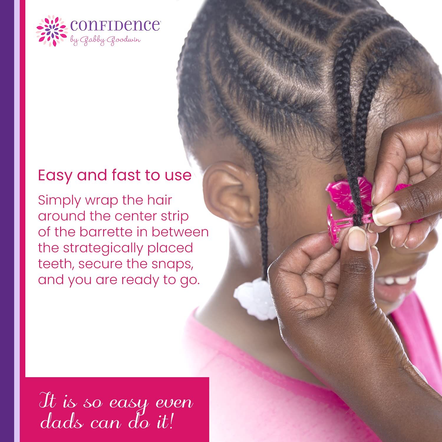 Confidence - GaBBY Bow Sweet Pea Design - Patented Non-Slip Barrettes – 50 Pack – 5 Flower Colors - Includes Children's Book